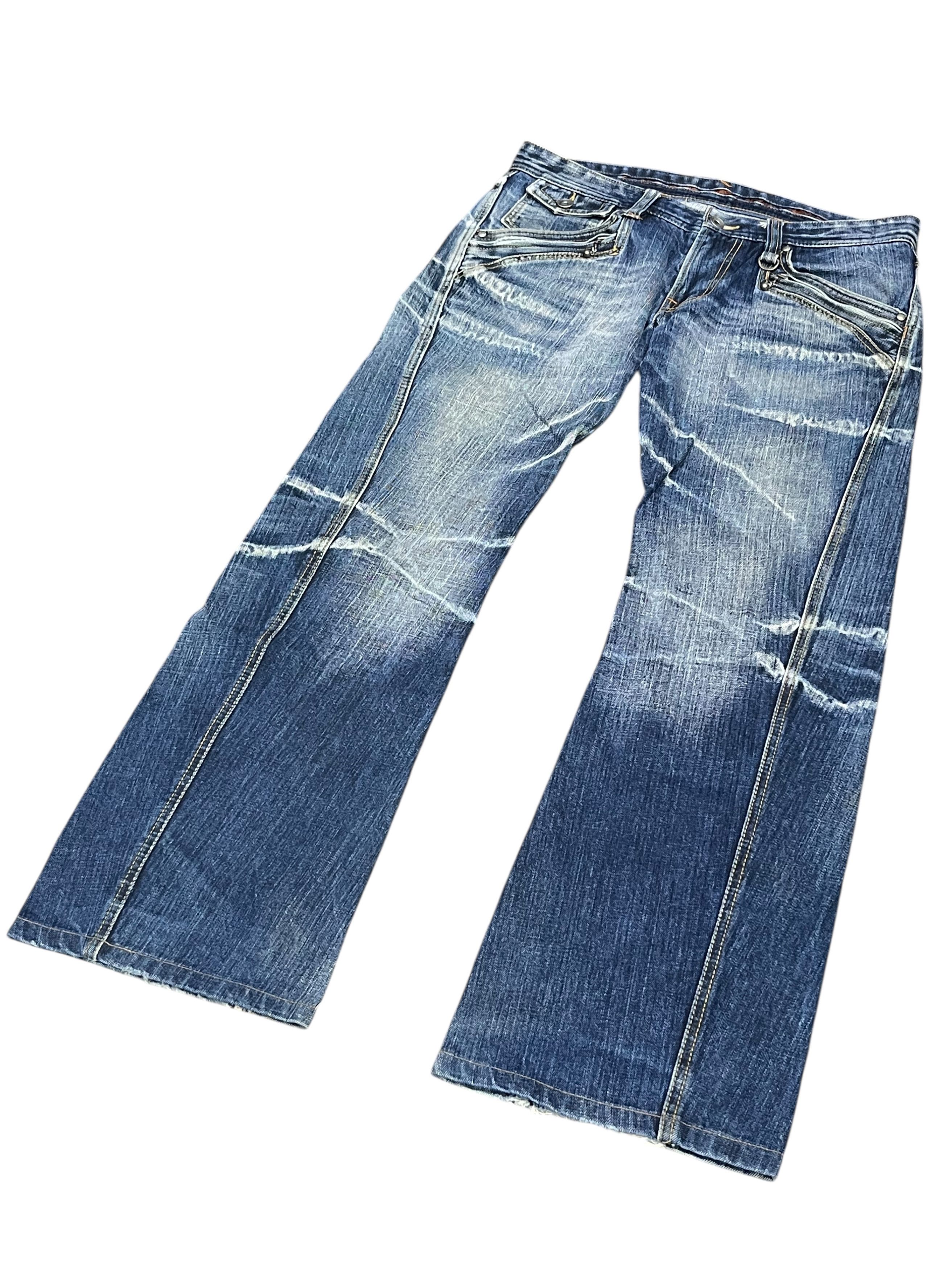 Nicole Club Nicole Club For Men Japan Flare Jeans - Distressed Acid Wash Size US 31 - 8 Thumbnail