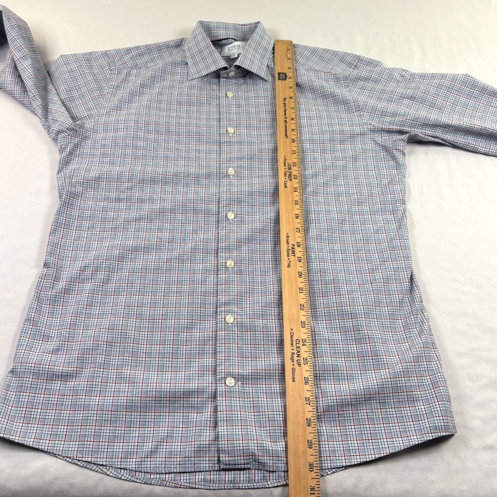 Eton Eton Shirt XL Blue Plaid Button-Up Long Sleeve Slim Fit Casual Mens Size US XL / EU 56 / 4 - 5 Thumbnail
