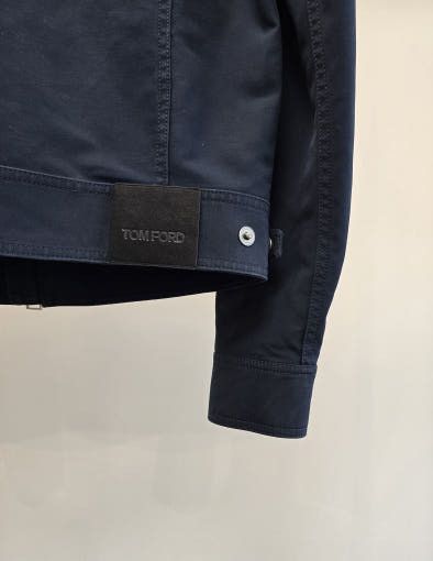 Tom Ford o1sm1stk0725 Cotton Satin Zip-up Jacket in Navy Size US L / EU 52-54 / 3 - 2 Thumbnail