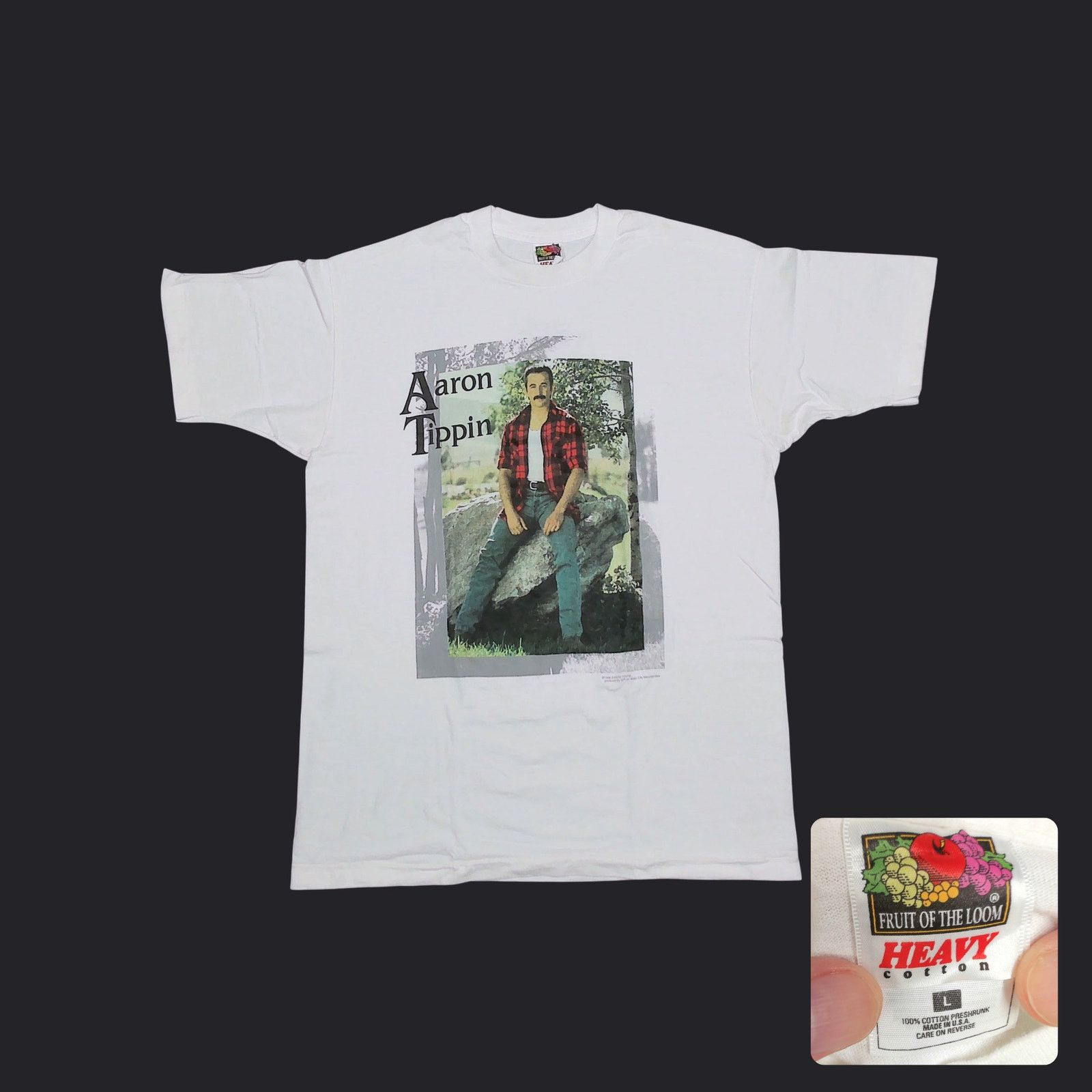 Fruit Of The Loom Vintage FOTL 1996 Aaron Tippin Single Stitch Band Tee Size US L / EU 52-54 / 3 - 1 Thumbnail