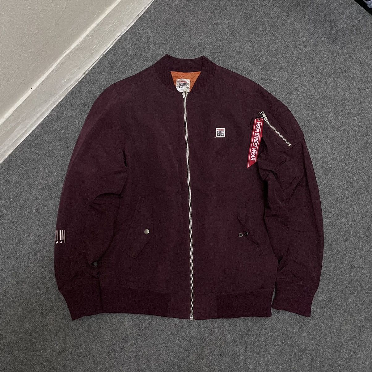 Vision Streetwear VSW Burgundy Bomber Jacket With Rainbow Embroidered Spellout Size US M / EU 48-50 / 2 - 8 Thumbnail