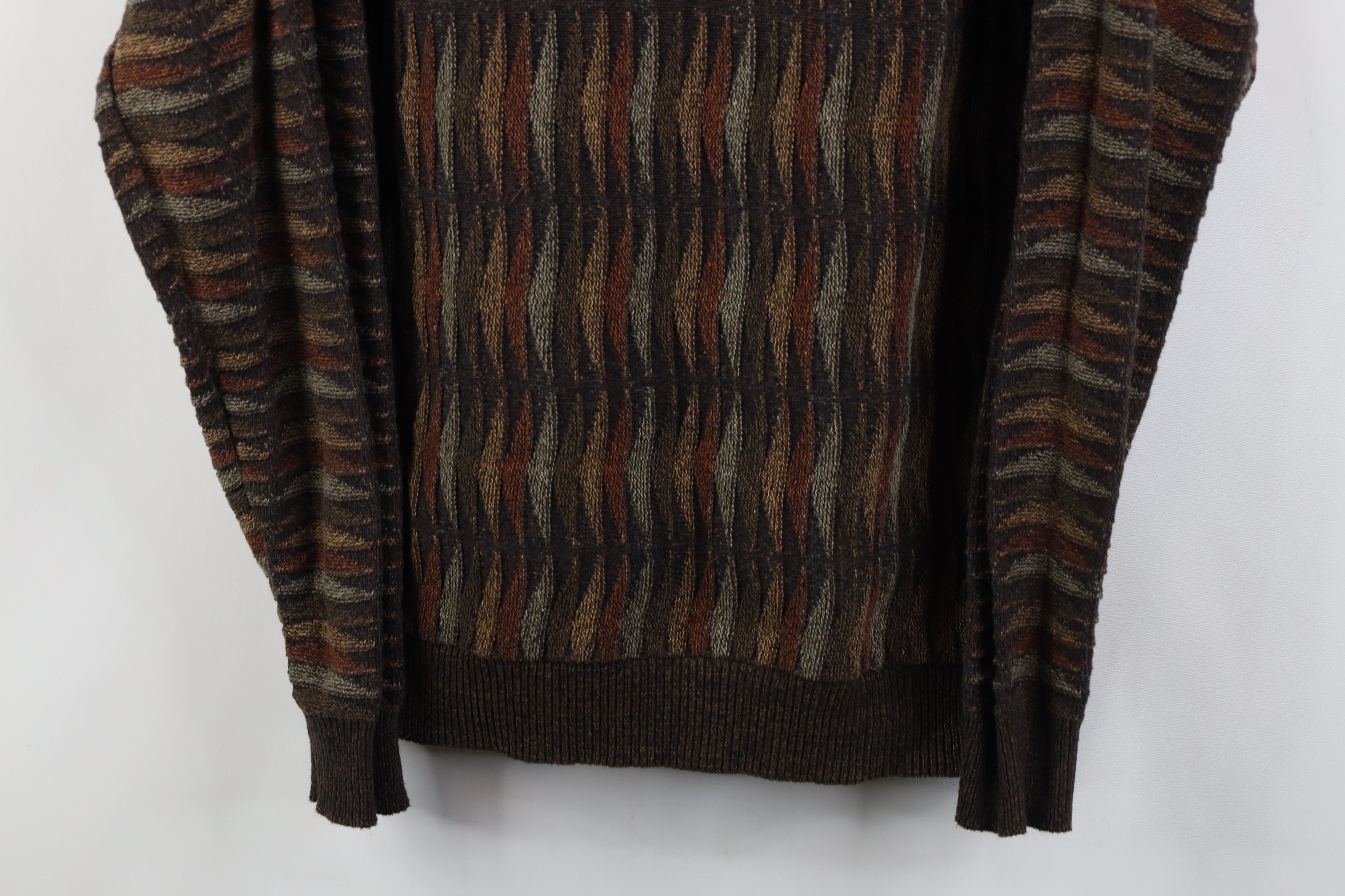 Vintage Vintage 90s Coogi Style Wavy Crewneck Sweater Earth Tone Size US XXL / EU 58 / 5 - 3 Thumbnail