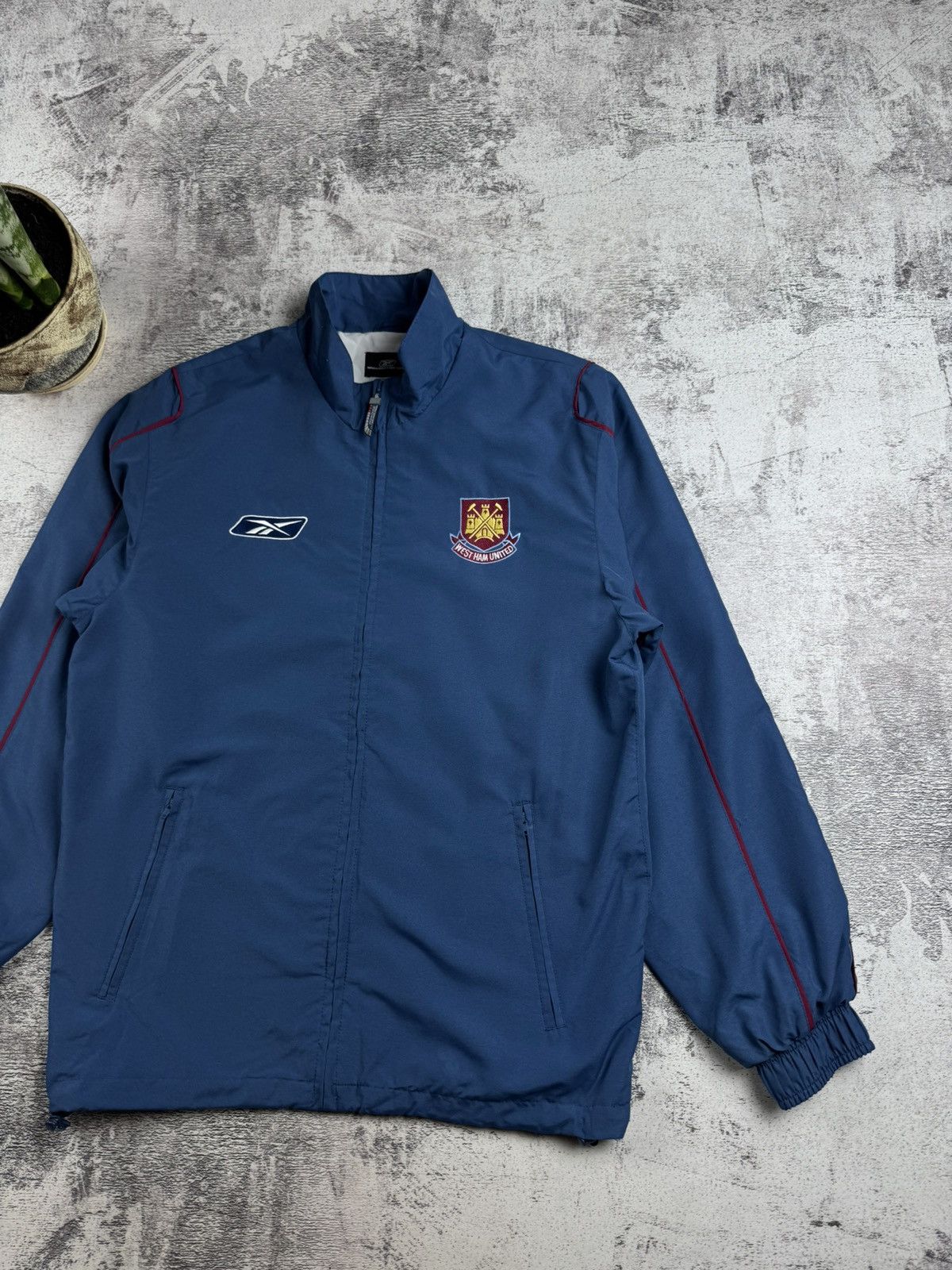 Reebok West Ham 2005 2007 Football Soccer Light Track Suit Pants Jacket Windbreaker Size US S / EU 44-46 / 1 - 8 Thumbnail