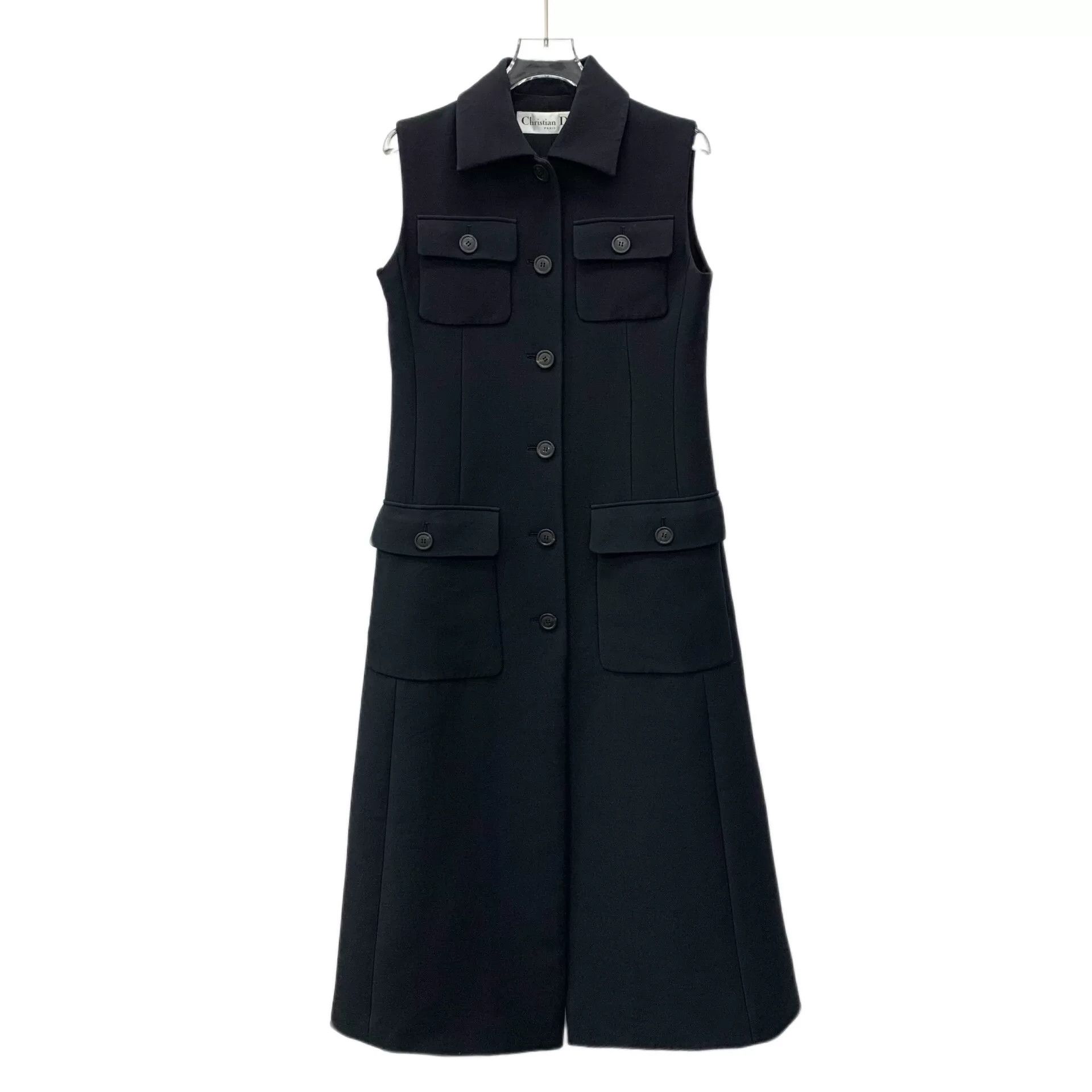 Dior black wool sleeveless button-up dress by dior Size M / US 6-8 / IT 42-44 - 1 Thumbnail