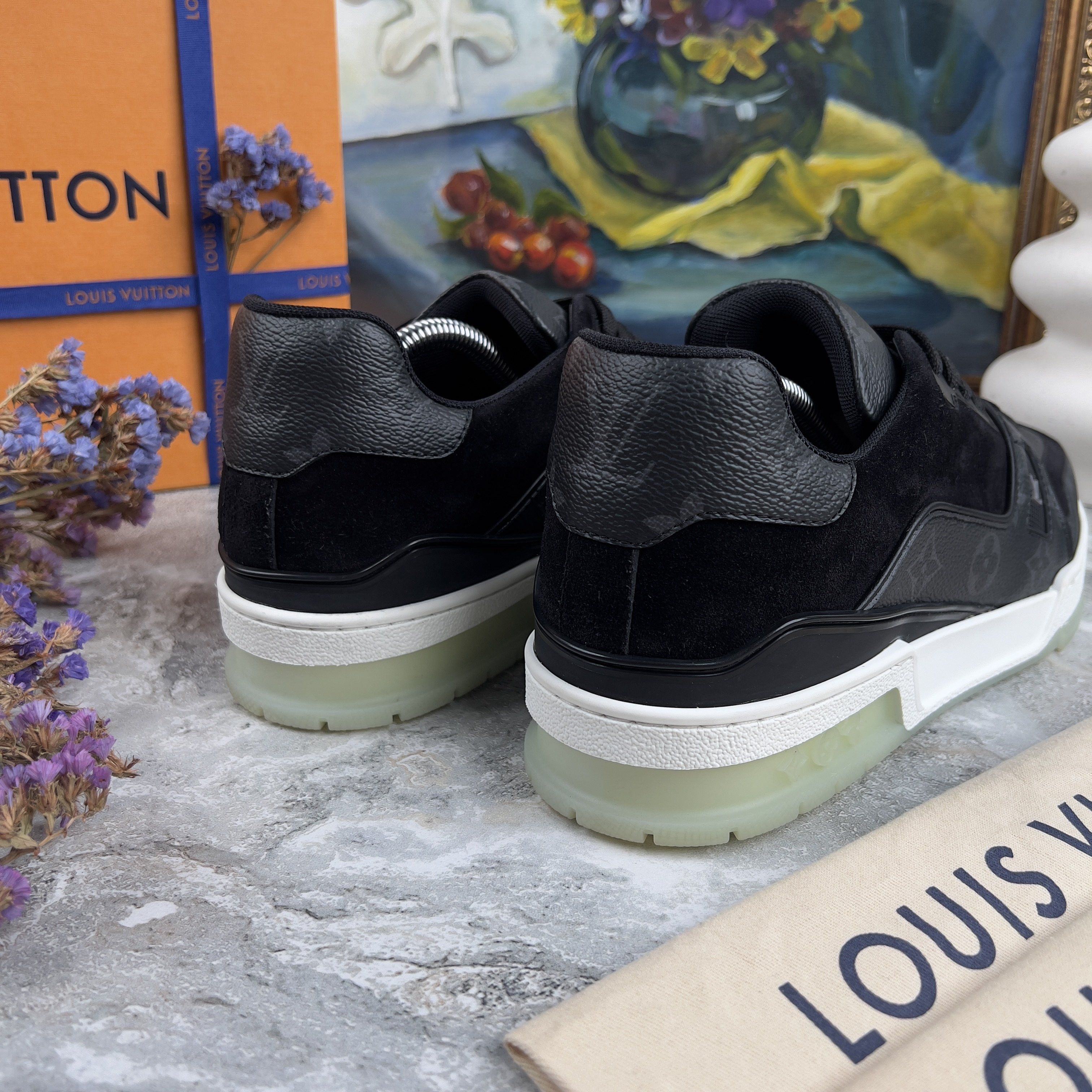 Louis Vuitton LV Trainer Sneakers Monogram Eclipse Black Suede Size US 9 / EU 42 - 8 Thumbnail