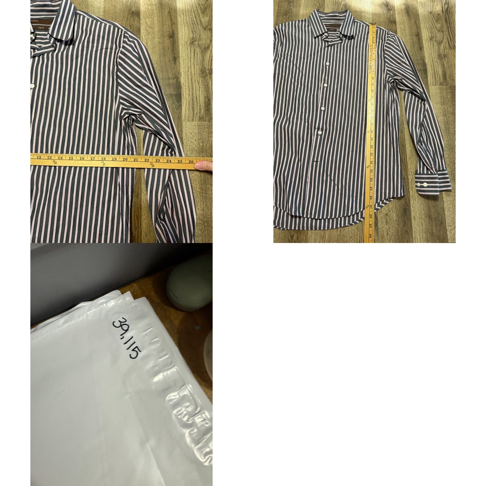 Perry Ellis Perry Ellis Shirt Men's Large Grey White Red Stripe Button Up Shirt City Fit Size US L / EU 52-54 / 3 - 8 Thumbnail