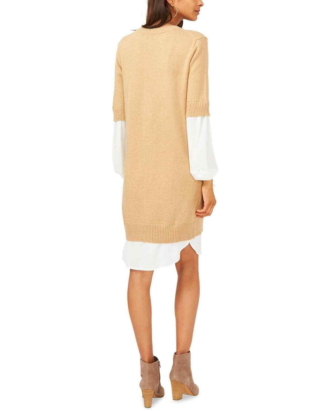 Vince Camuto Vince Camuto Women's Brown Layered-Look Sweater Dress M Size M / US 6-8 / IT 42-44 - 2 Thumbnail