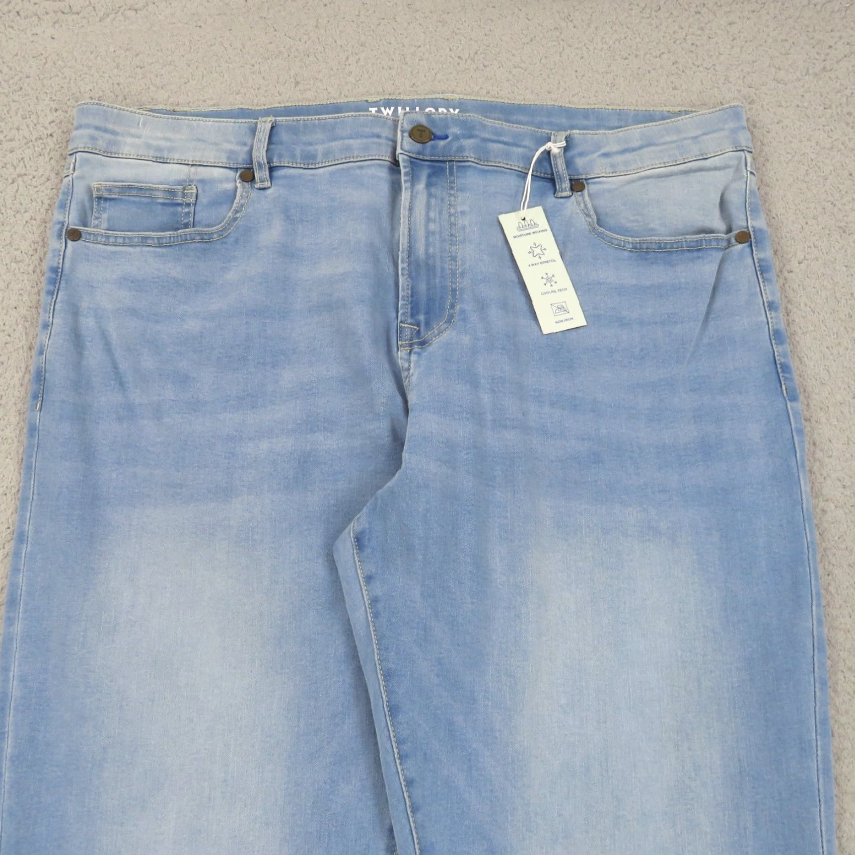 Vintage Twillory Jeans Mens 40x32 Denim Light Wash Regular Straight 5-Pocket Stretch Blue Size US 40 / EU 56 - 5 Thumbnail