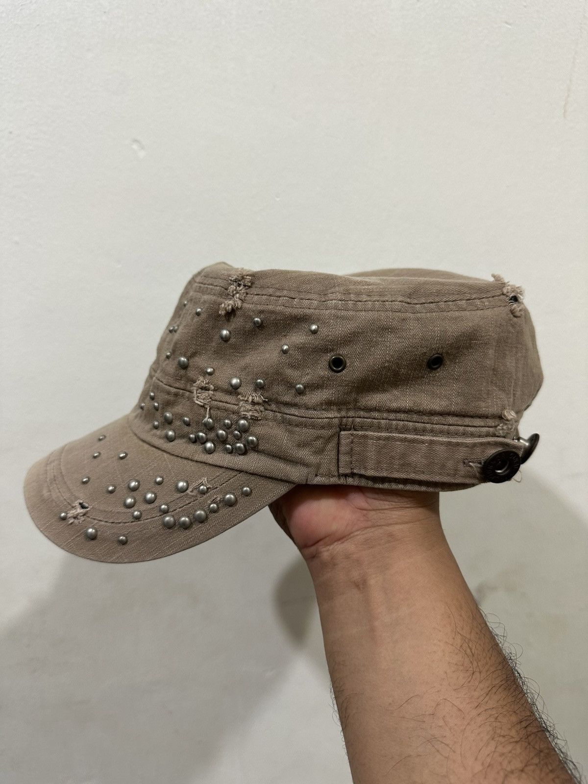 Japanese Brand 2000s Cadet Hat PUNK Distress Style Size ONE SIZE - 2 Thumbnail