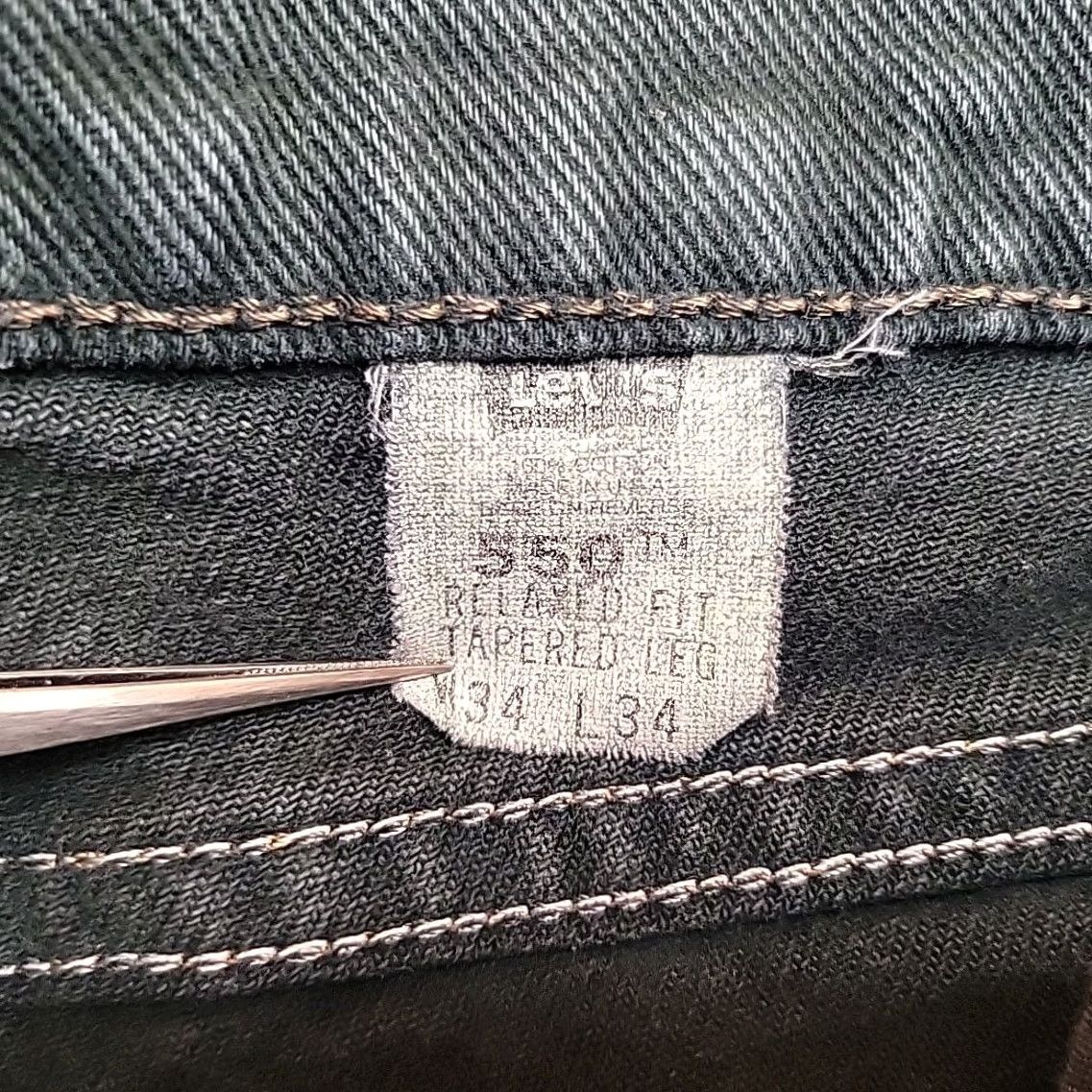 Vintage VTG Levis Jeans 550 Green Denim Relaxed Tapered Leg Made in USA 90s Men 34x34 Size US 34 / EU 50 - 4 Thumbnail