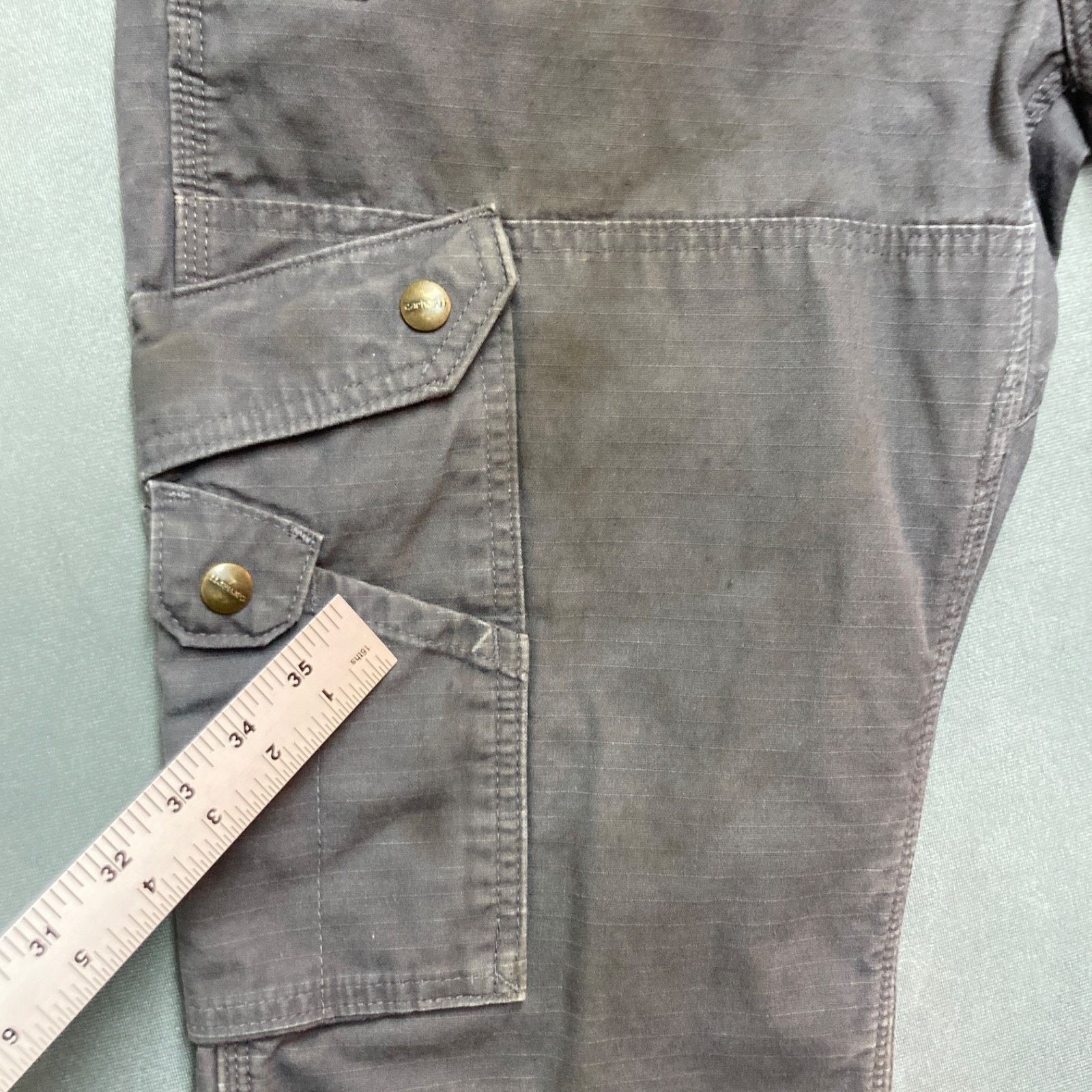 Carhartt Carhartt Double Knee Ripstop Cargo Flannel Lined 33x30 Gray Size US 33 - 8 Thumbnail