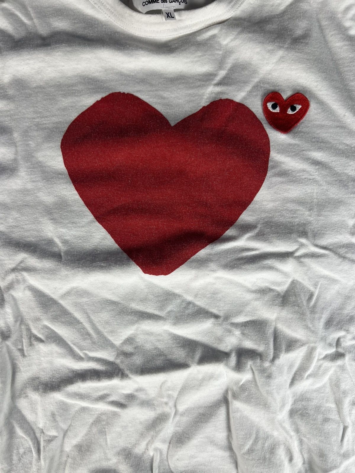 Comme des Garcons CDG PLAY Double Heart Tee (Front & Back) – Size XL (Fits L) Size US XL / EU 56 / 4 - 7 Thumbnail