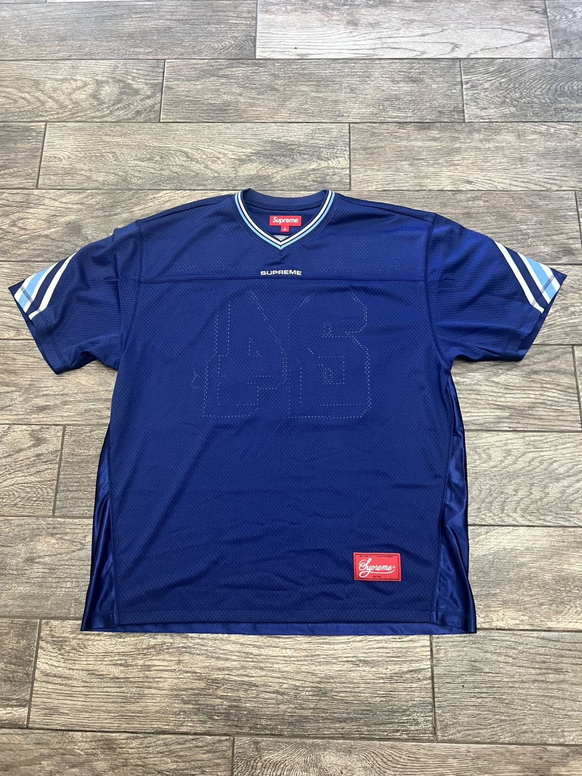 Supreme Supreme Jacquard Rib Football Jersey Blue (Size Large
