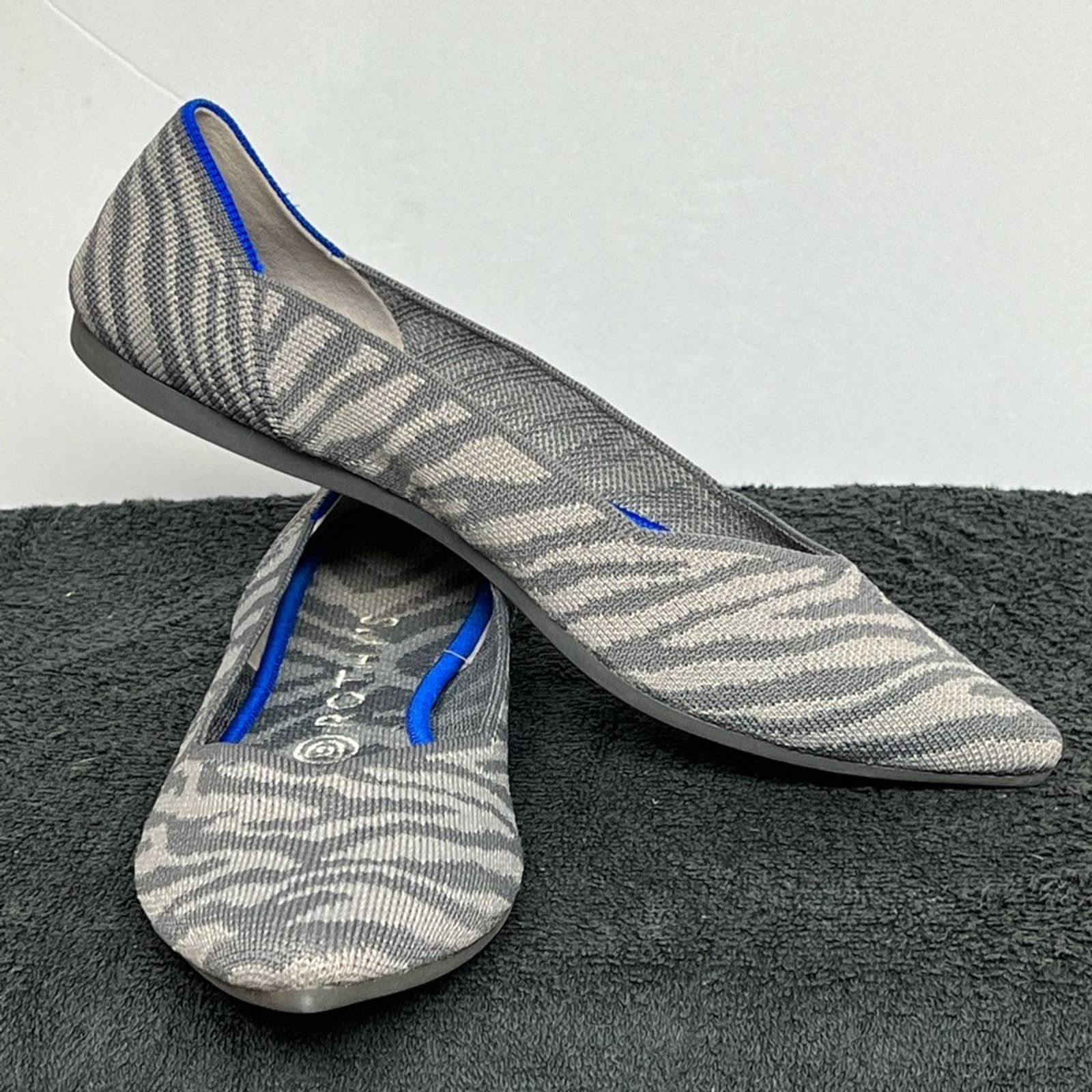 Rothy's The Point Gray Zebra Pointed Ballet Flats Retired