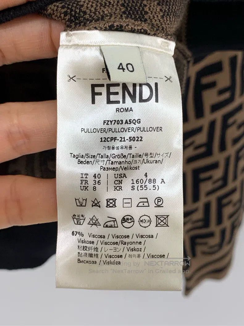 Fendi Fendi FF Pattern Long Sleeve Round Neck Knit Sweater - Wom Size XS / US 0-2 / IT 36-38 - 4 Thumbnail
