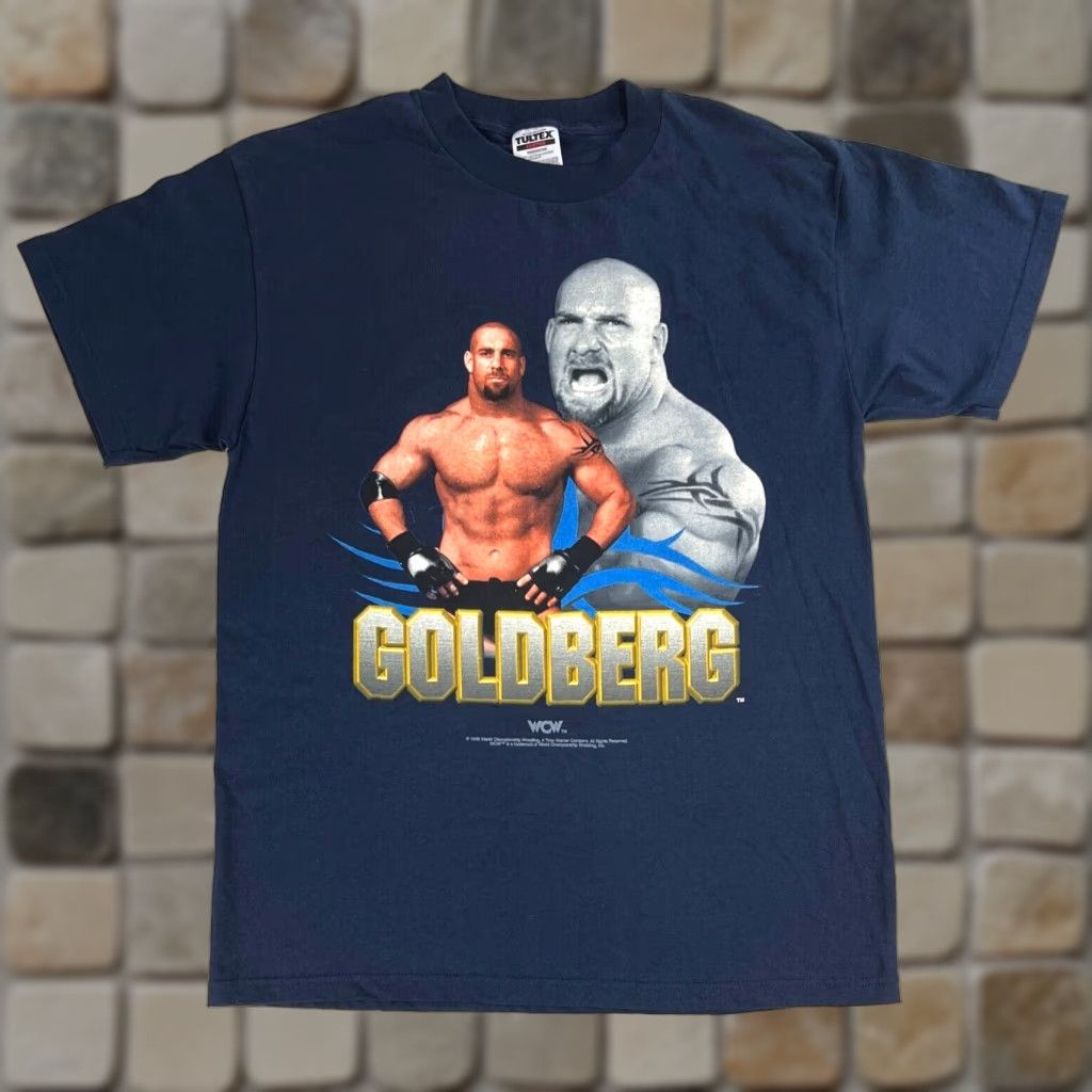 Tultex VINTAGE WCW World Championship Wrestling T-shirt Tultex Sz L Navy - 1998 Goldberg 90s Wrestling Mens T-Shirt Size US L / EU 52-54 / 3 - 1 Thumbnail