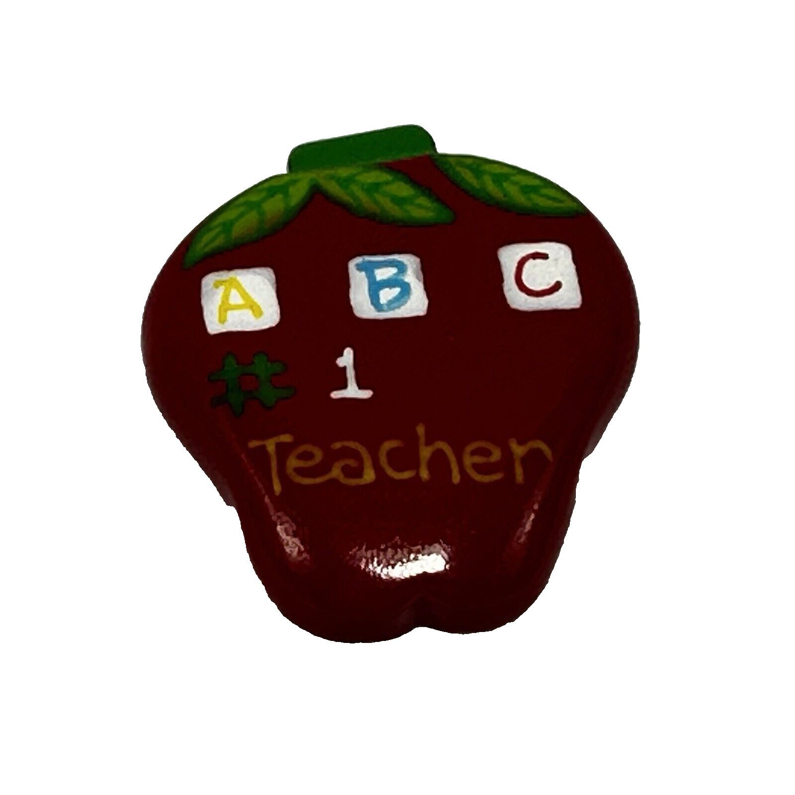 Other ABC #1 Apple Teacher Brooch Pin Painted Appreciation Gift Size ONE SIZE - 1 Thumbnail
