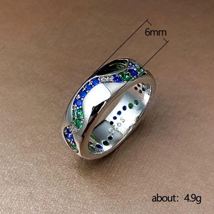 Jewelry Luxury Crystal Green/Blue Rings Size ONE SIZE - 2 Thumbnail