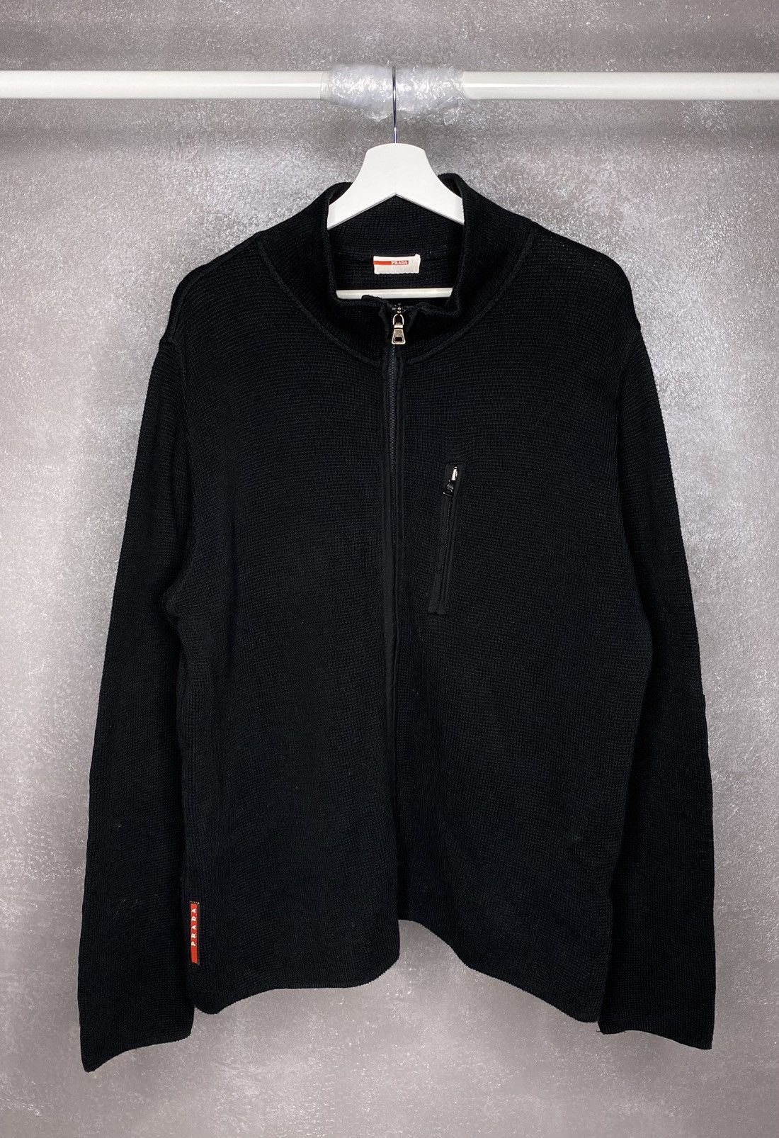 Prada Vintage 00s Prada Heavy Knitted Zip Sweater Rare Red Tab Size US M / EU 48-50 / 2 - 1 Thumbnail