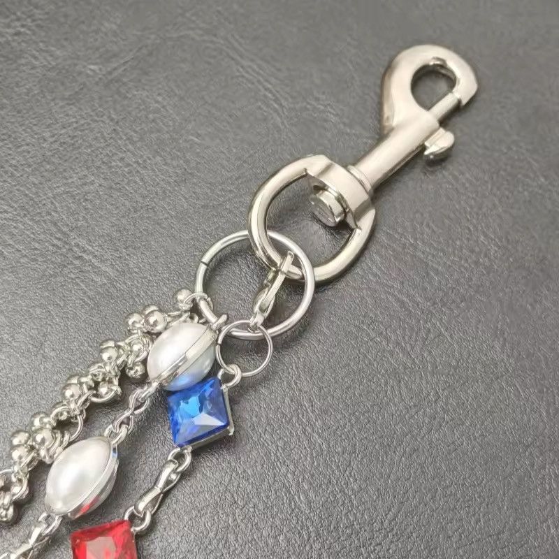 Japanese Brand Rhinestone Three Layers Pearl Keychain Wallet Accessories Size ONE SIZE - 5 Thumbnail