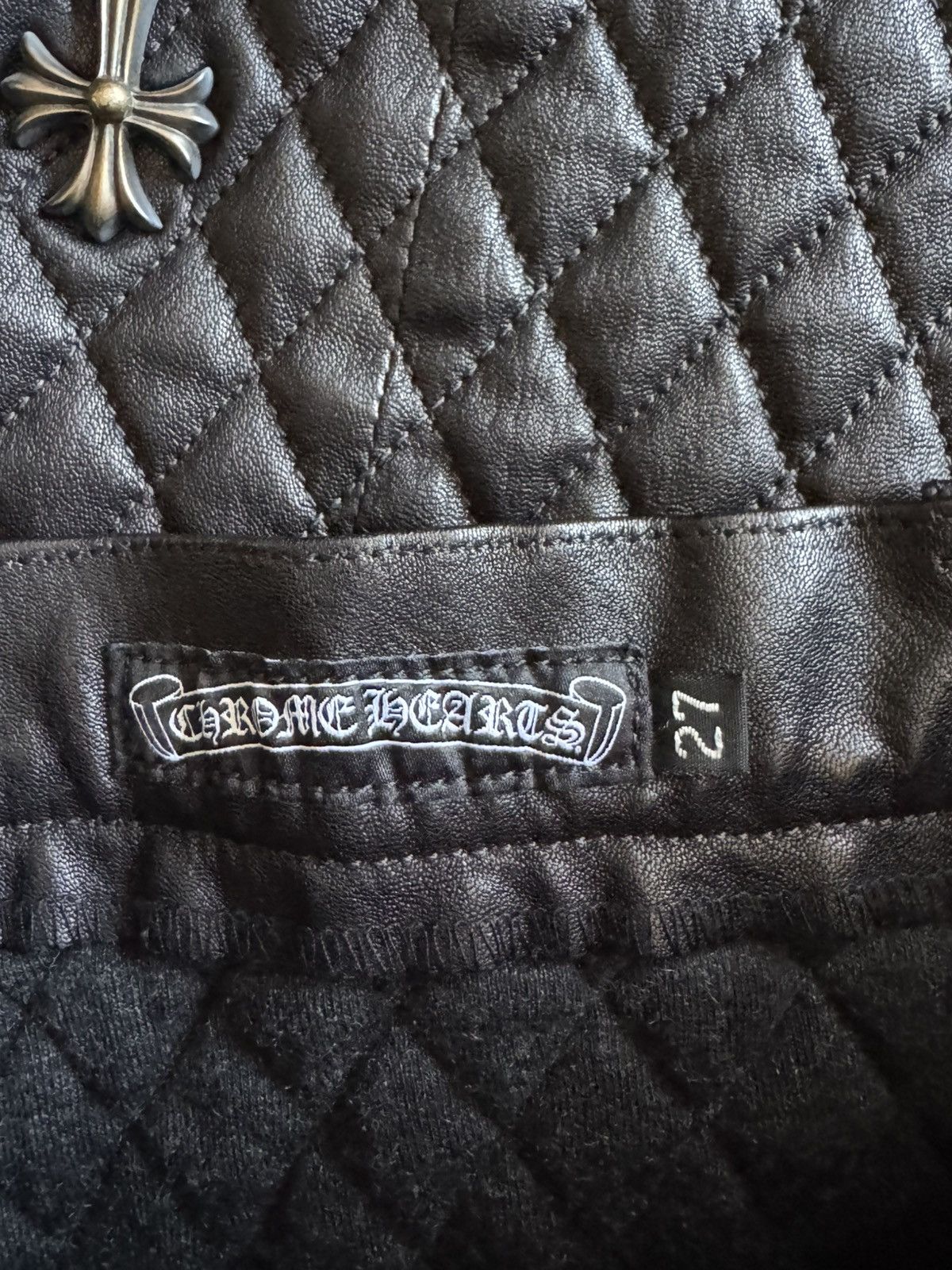 Chrome Hearts CHROME HEARTS Black Diamond Pattern Lambskin Skirt Size 27" / US 4 / IT 40 - 5 Thumbnail