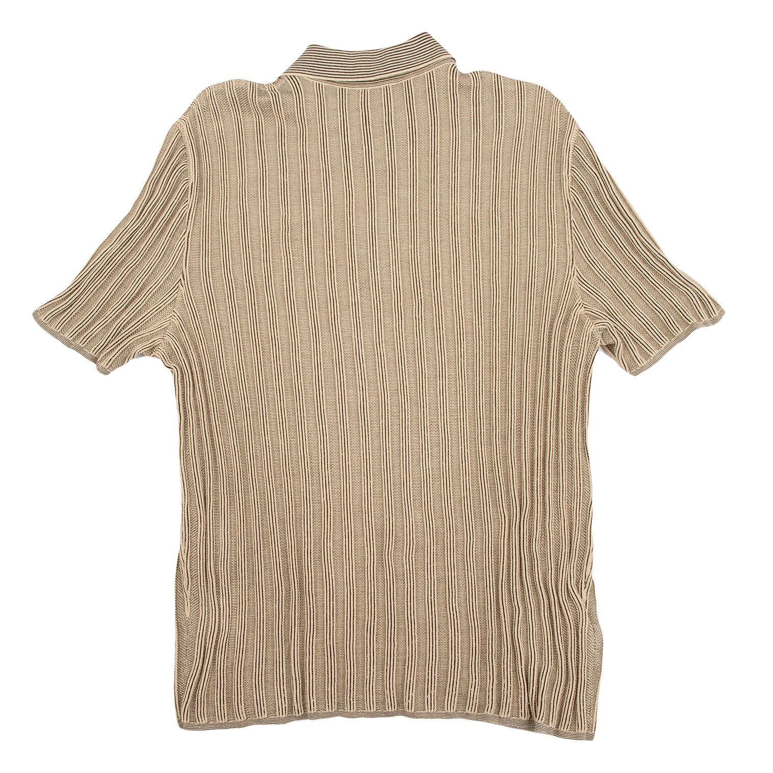 Hermes Cotton Stripe Knit Polo Shirt in Beige and Black Size US M / EU 48-50 / 2 - 11 Thumbnail
