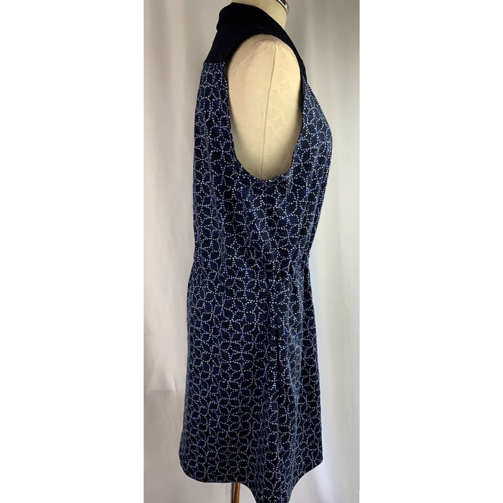Talbots XL Talbots Navy Blue Print Althleisure Pockets Drawstring Waist Collar Size ONE SIZE - 6 Thumbnail
