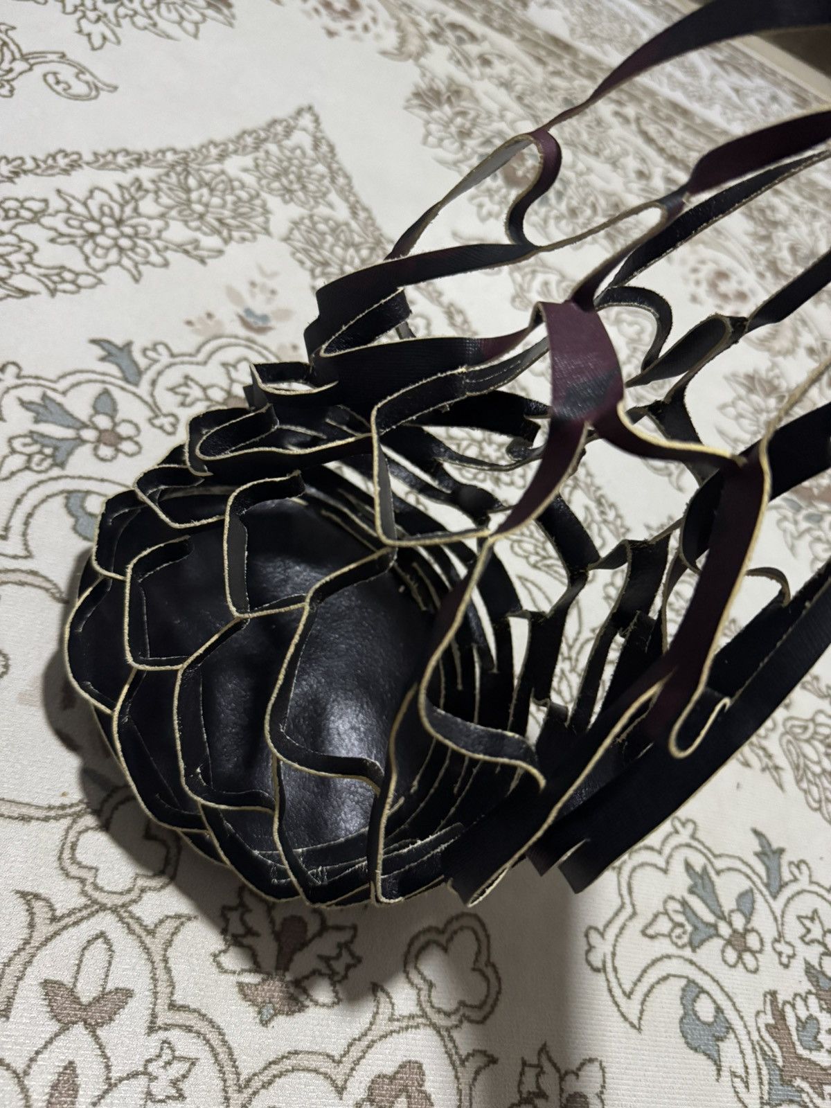 If Six Was Nine × Jean Paul Gaultier × Marni 🇮🇹 Vtg MARNI Saffiano Leather Cutout Basket Fishnet Bag Size ONE SIZE - 6 Thumbnail