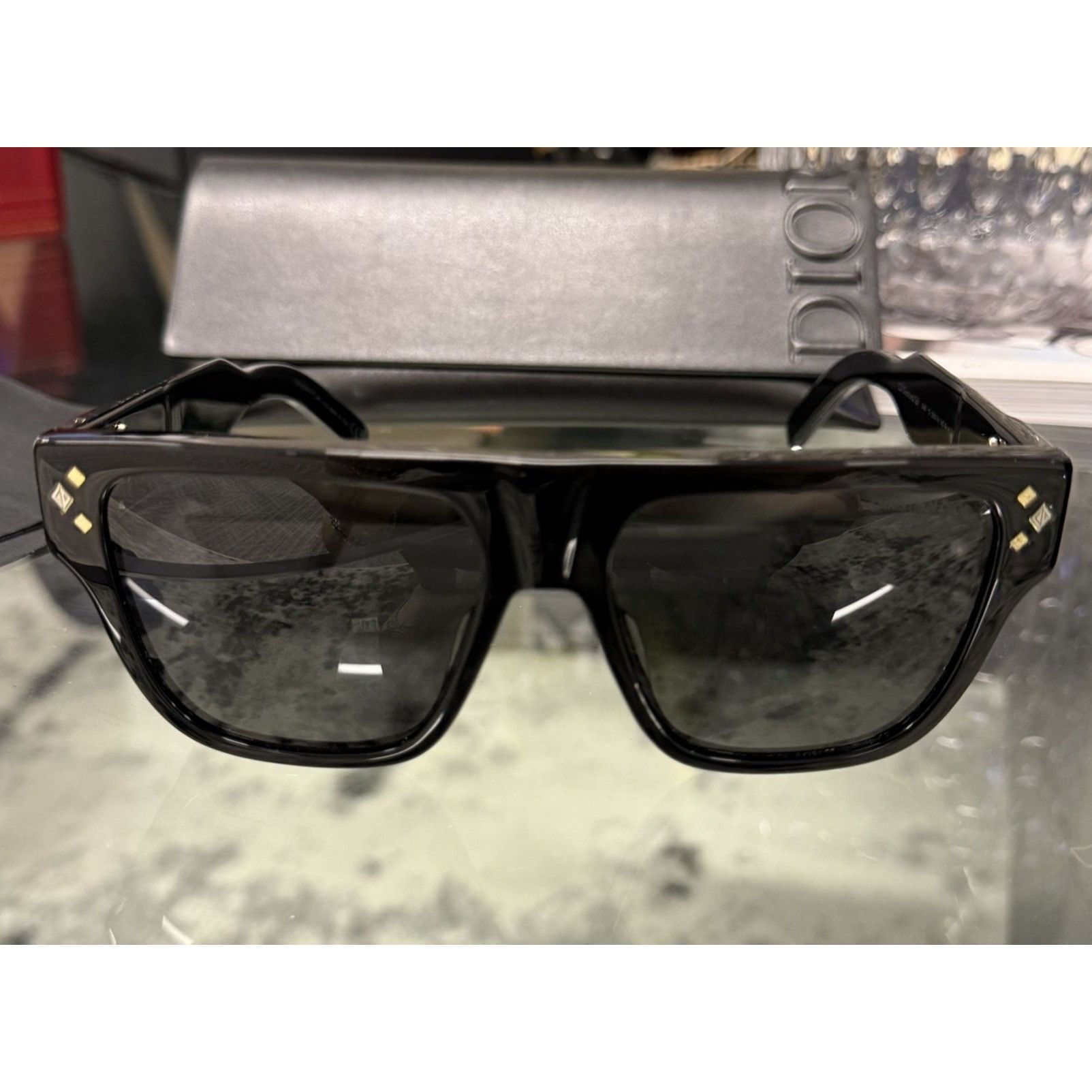 Dior Christian Dior CD Diamond S61 Black Rectangular Sunglasses W Size ONE SIZE - 11 Thumbnail