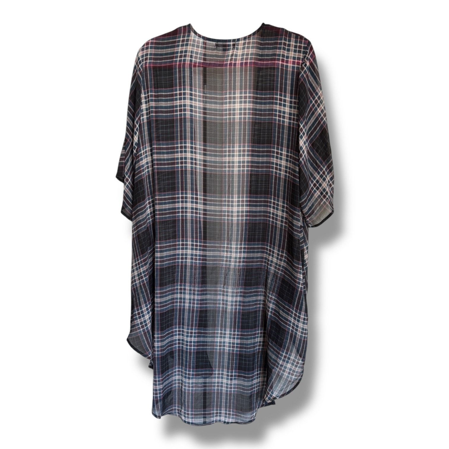 Other Torrid Memory Plaid Shirttail Kimono Lightweight Sheer Blue Size XL / US 12-14 / IT 48-50 - 6 Thumbnail