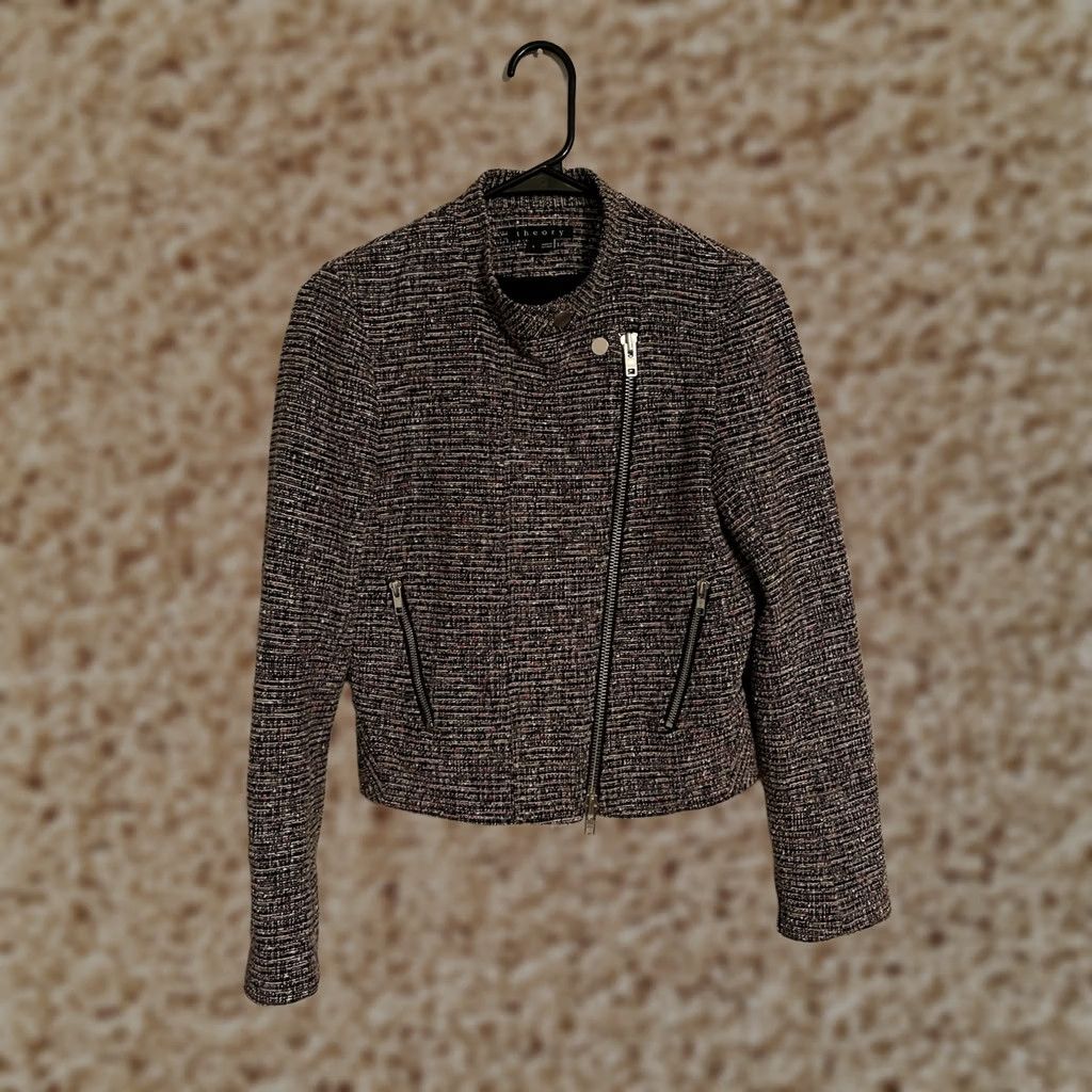 Theory Theory Kinde Prospect Space Tweed Moto Zip Jacket Multicolor Women's 4 Jacket Mens Womens? Size S / US 4 / IT 40 - 1 Thumbnail