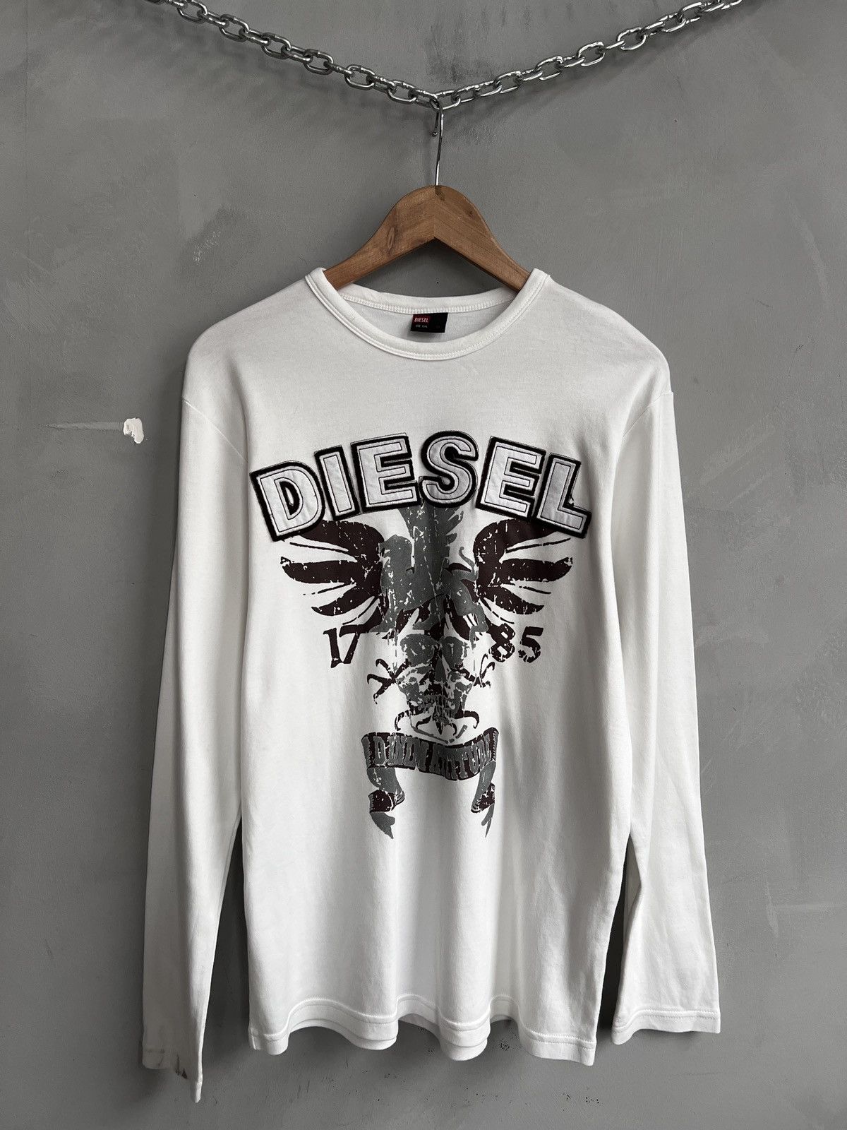 Diesel Diesel White Longsleeve Big Logo y2k style slim fit Size US M / EU 48-50 / 2 - 1 Thumbnail