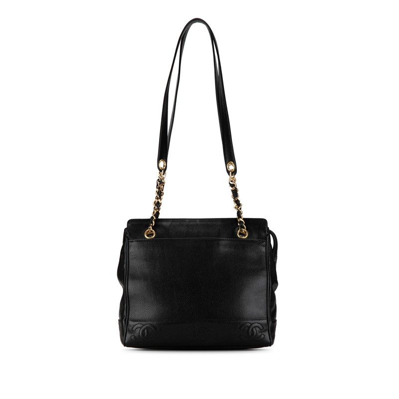 Chanel Chanel Chanel Triple Coco Mark Chain Tote Bag Caviar Skin Leather Shoulder Bag in Very Good Condition Size ONE SIZE - 1 Thumbnail