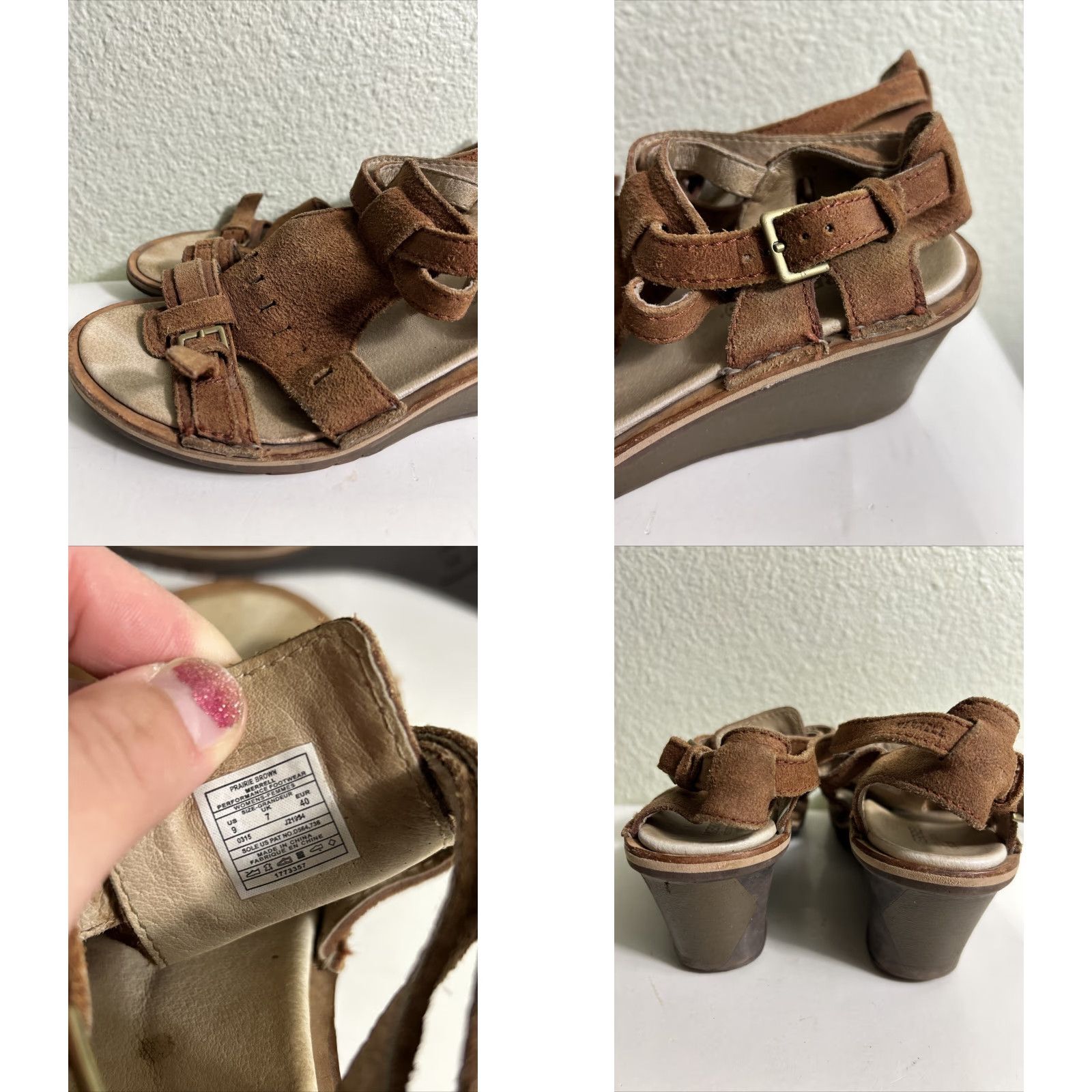 Merrell Merrell Sirah Sandals Prairie Brown Slingback Wedge Womens 9 Leather Upper Rubber Outsole Adjustable Strap/Embroidered Accents Summer Outdoor Size US 9 / IT 39 - 8 Thumbnail