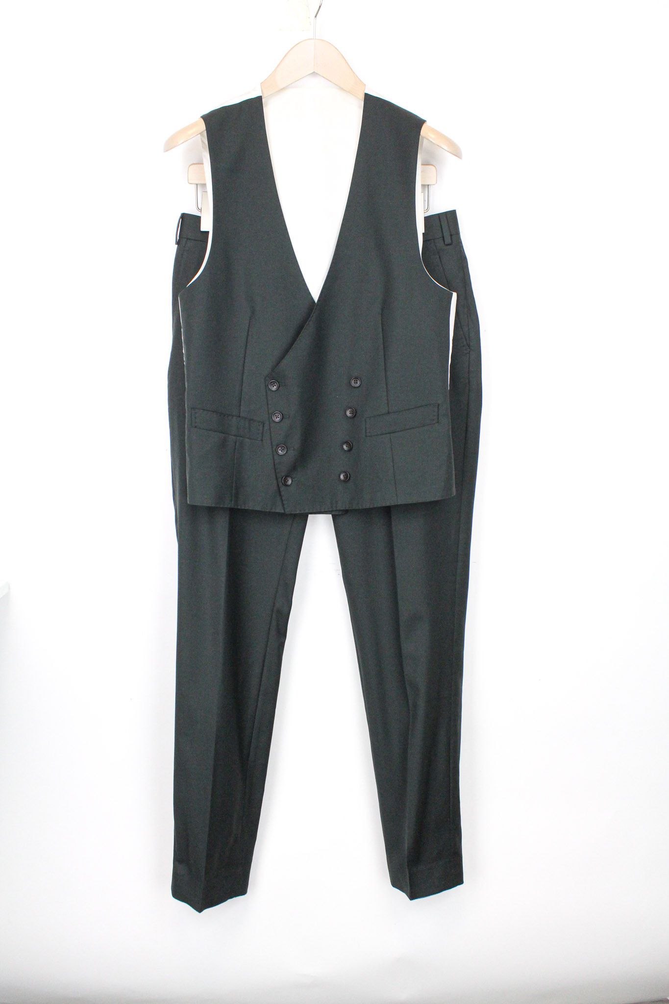 image of Suitsupply Uk36R Waistcoat Trousers Green Wool Suit 71365, Men's