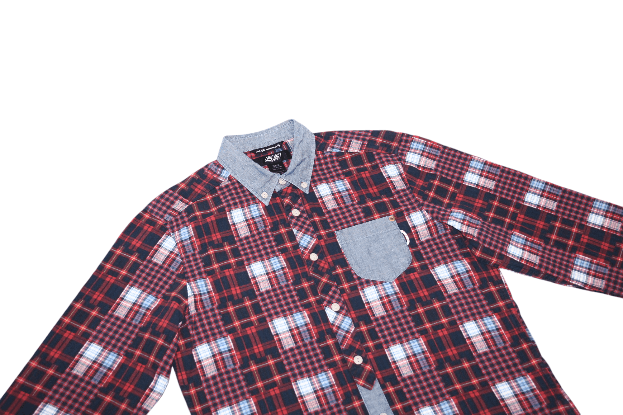 Diesel VTG🔥55DSL by Diesel patchwork tartan rugged flannel shirt Size US M / EU 48-50 / 2 - 12 Thumbnail
