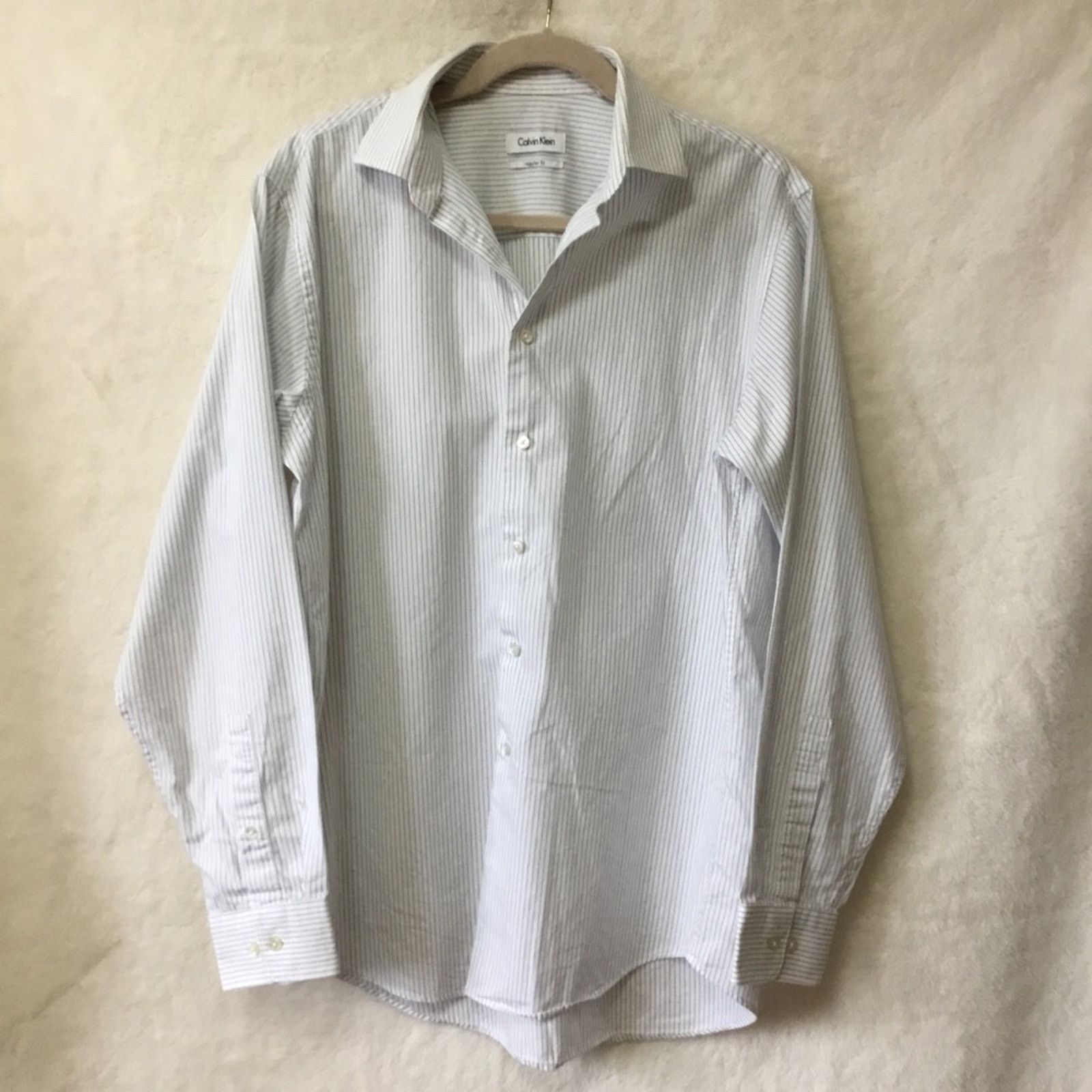 Calvin Klein Calvin Klein White&Blue Stripes Long Sleeve Shirt Size US M / EU 48-50 / 2 - 4 Thumbnail