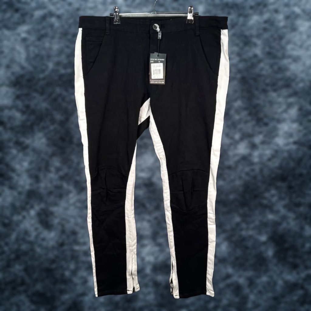 Denime VINTAGE American Stitch Mens XL Black White Side Stripe Skinny Denim Jeans NEW! Size US 36 / EU 52 - 1 Thumbnail