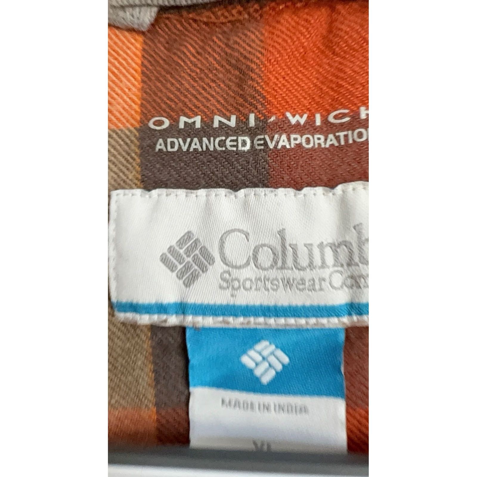 Vintage Columbia Flannel Shirt Orange/Blue Plaid Mens XL Omniwick Long Sleeve Outdoors Shirt Size US XL / EU 56 / 4 - 3 Thumbnail