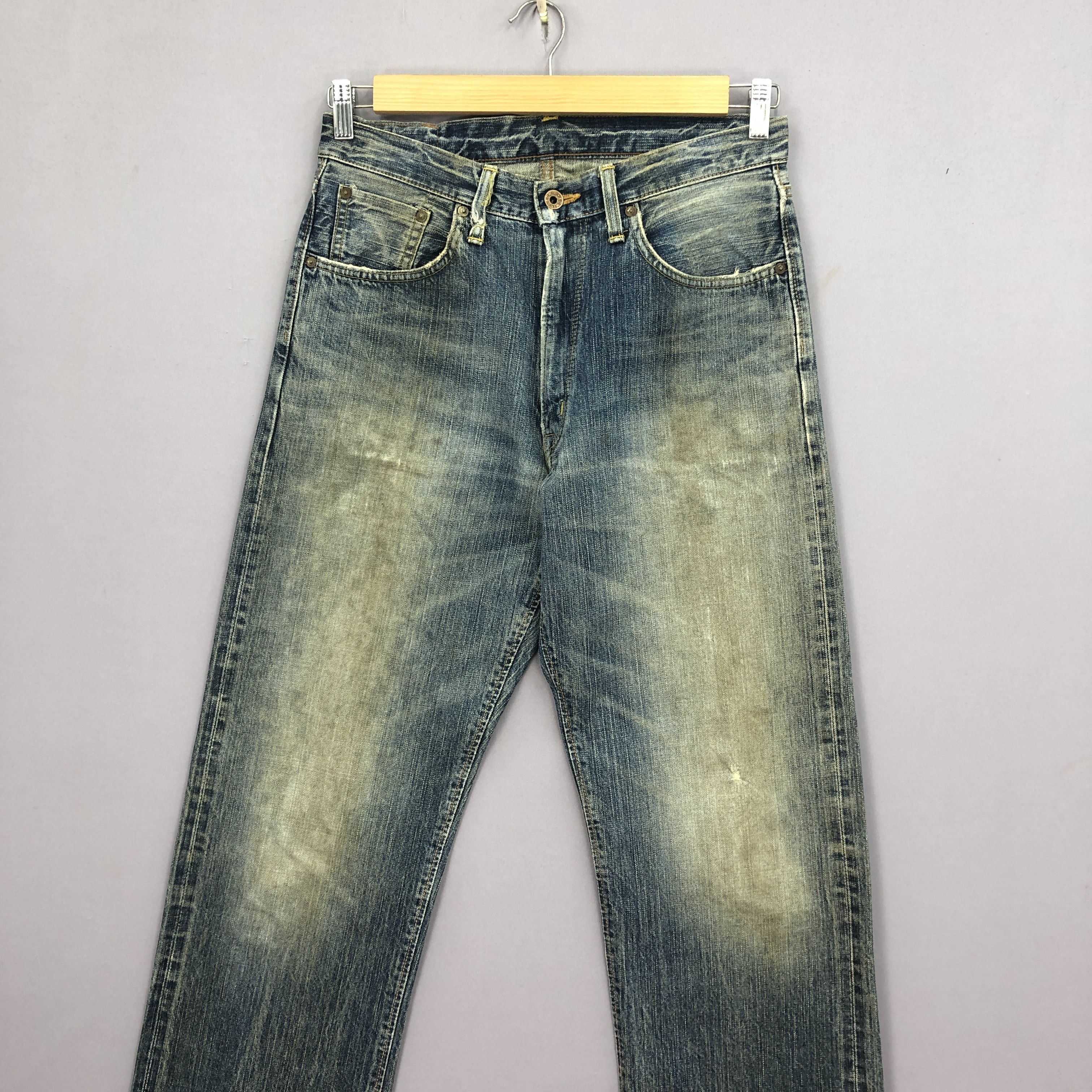 Japanese Brand Vintage 90s Edwin 505z Selvedge Mud Wash Jeans Redline Denim Size US 30 / EU 46 - 3 Thumbnail