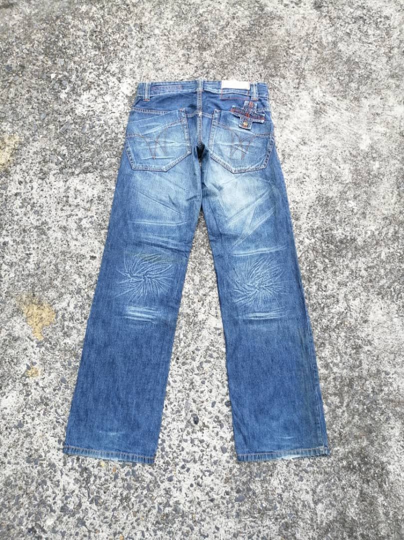 Japanese Brand Tough Jeansmith Low Rise Nice Design Denim Jeans Size 29" - 2 Thumbnail