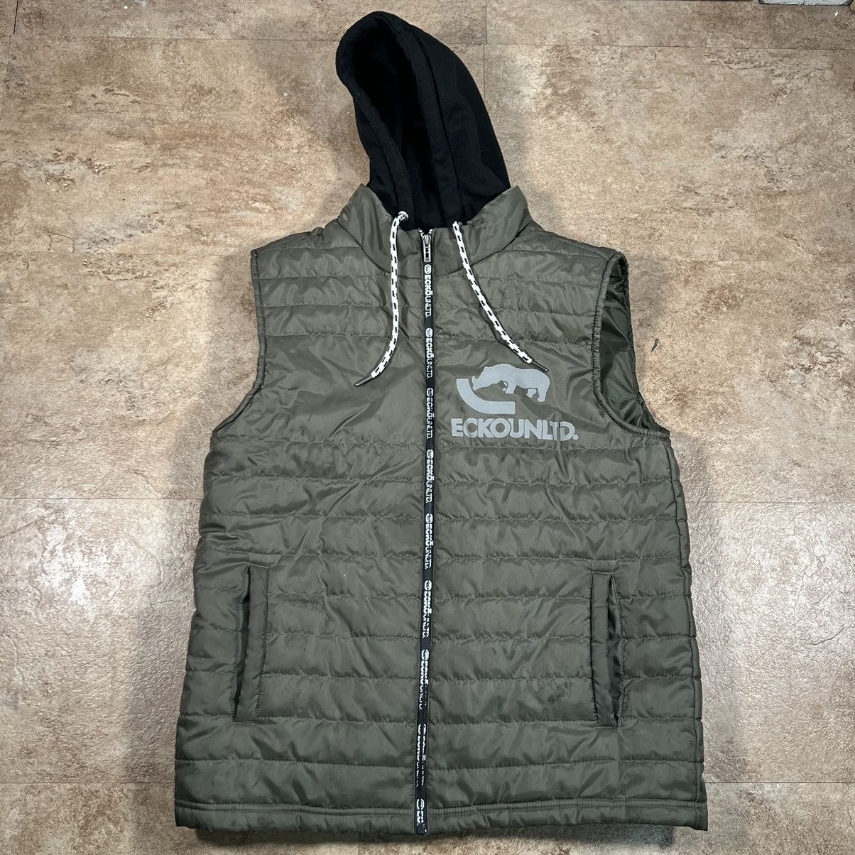Ecko Unltd. × Marc Ecko Y2k Ecko Unltd Olive Green Hooded Puffer Vest Size Medium Size US M / EU 48-50 / 2 - 1 Thumbnail