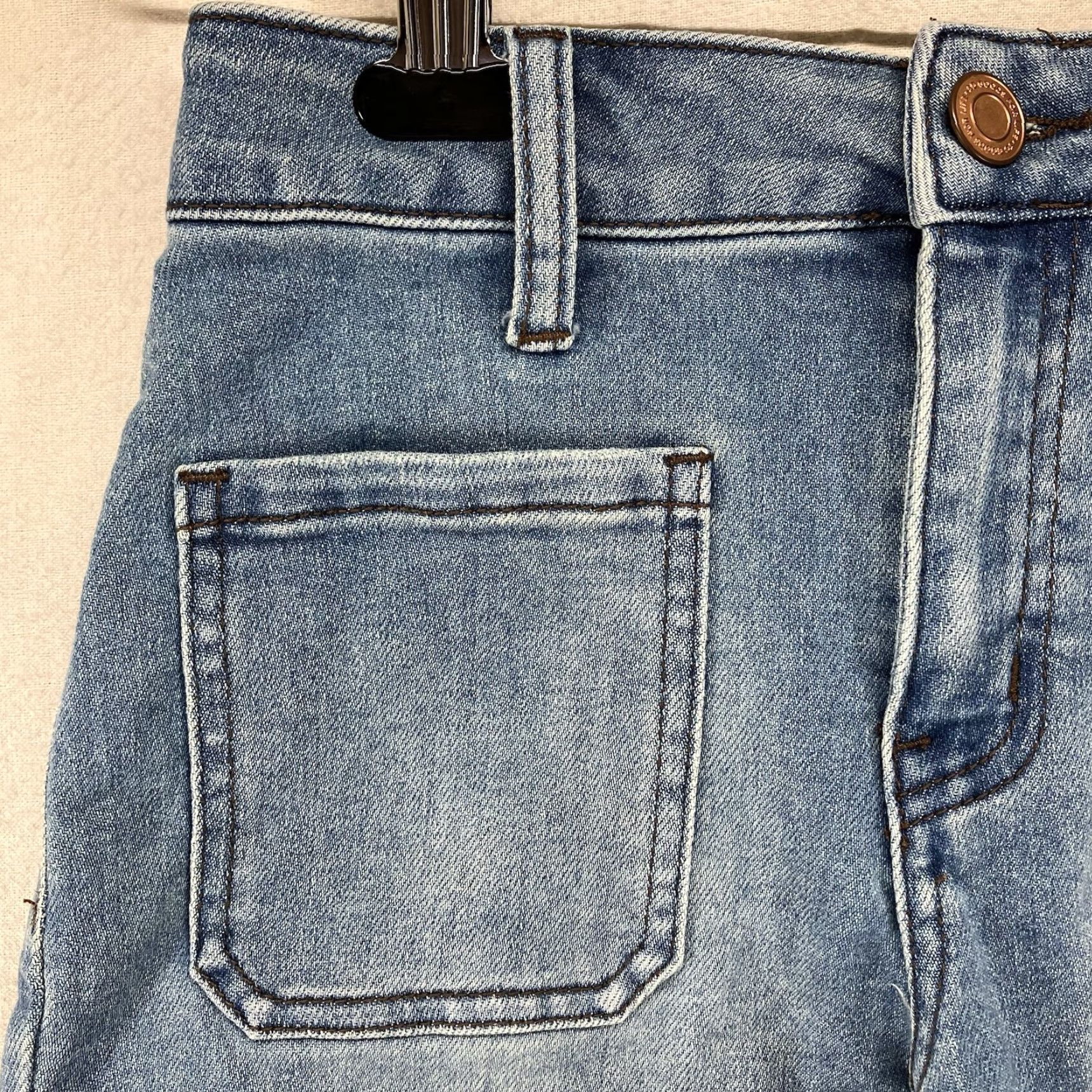 Denime SO Shortie Hi-Rise Denim Shorts Cuffed Med Wash Blue Pockets Junior Size 3/26 Size 26" / US 2 / IT 38 - 6 Thumbnail