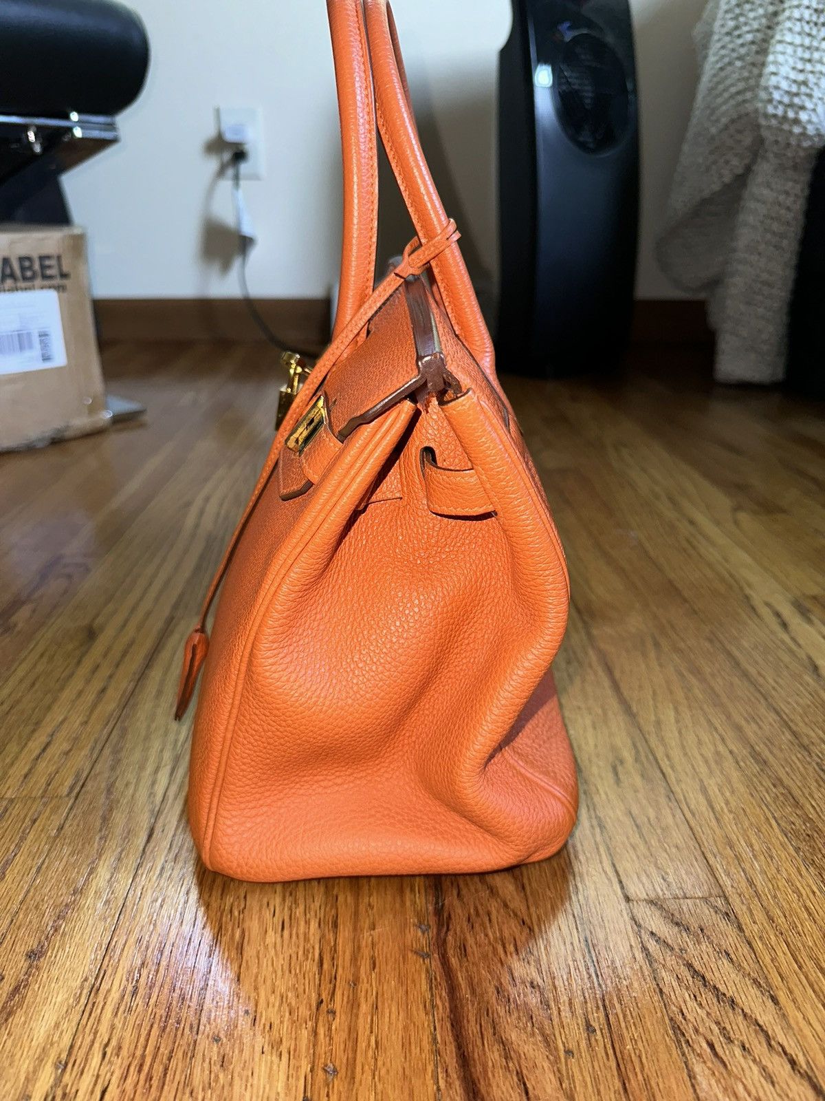 Hermes Birkin 30 Togo orange and gold 2010 bag