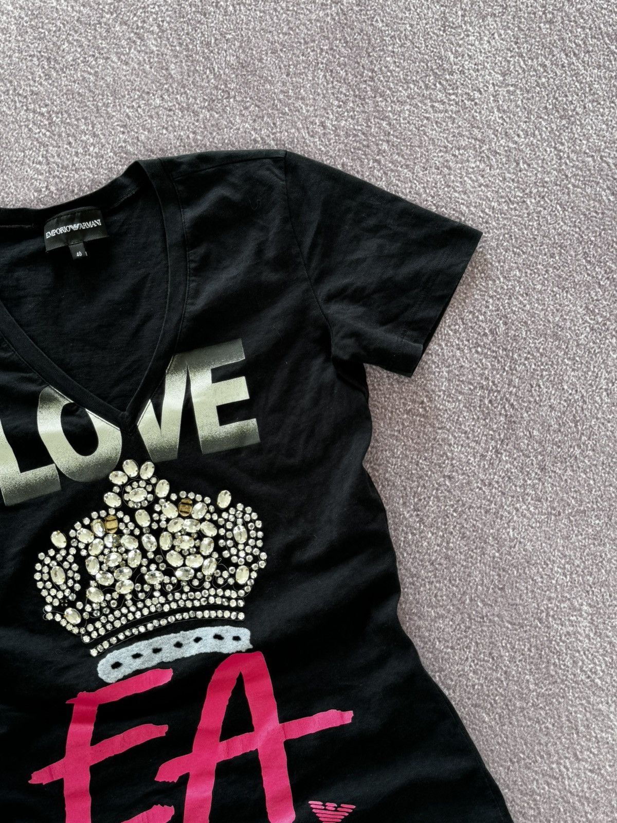 Armani Avant Garde Armani 00s Rhinestones Logo Y2K Top T-Shirt Size M / US 6-8 / IT 42-44 - 5 Thumbnail
