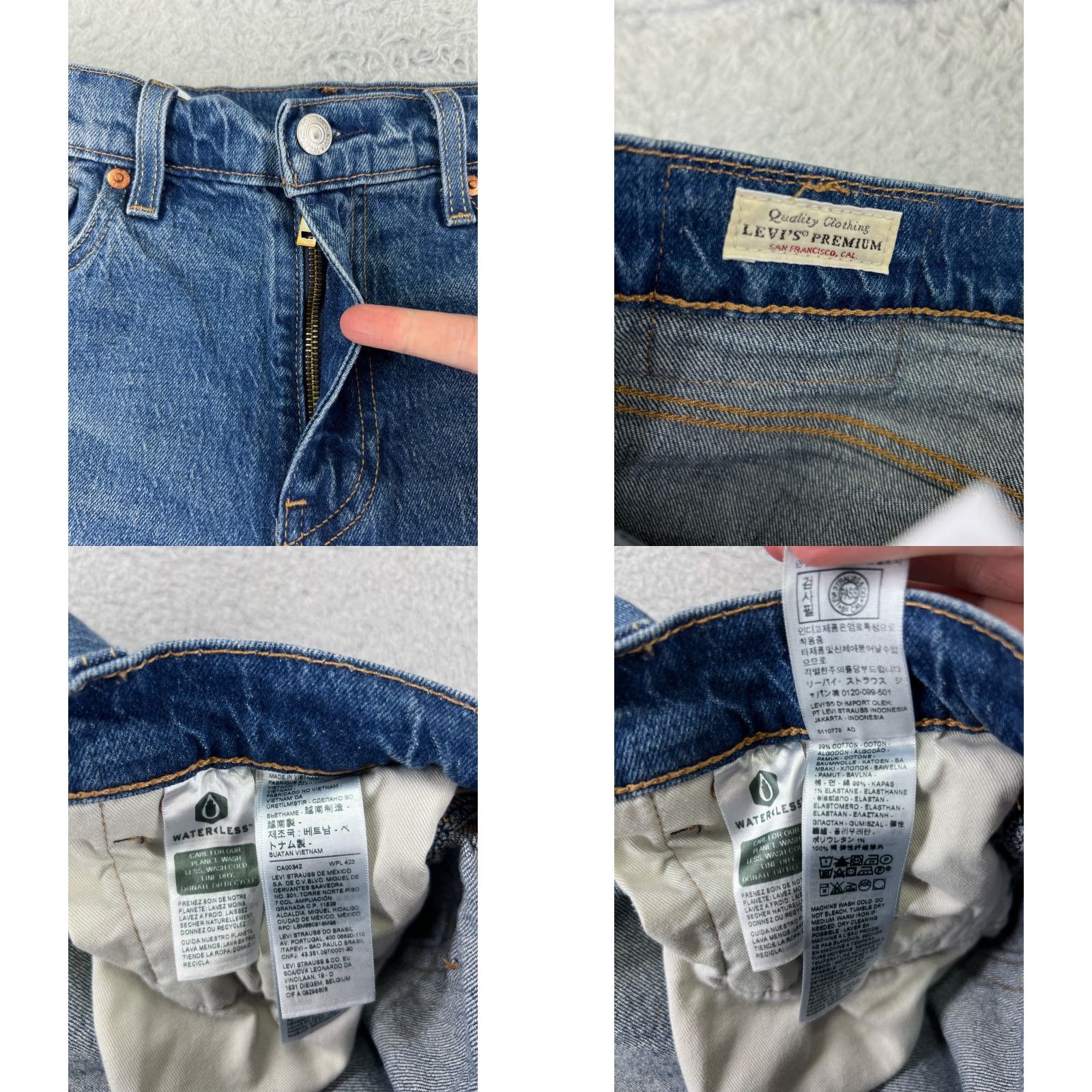 Levi's VINTAGE Levis Jeans Adult 30 Blue Denim Levi's 502 Slim Straight 5-Pocket Denim Jeans 30x28 Cotton Blend Distressed Medium Wash Mens Jeans Size US 30 / EU 46 - 8 Thumbnail