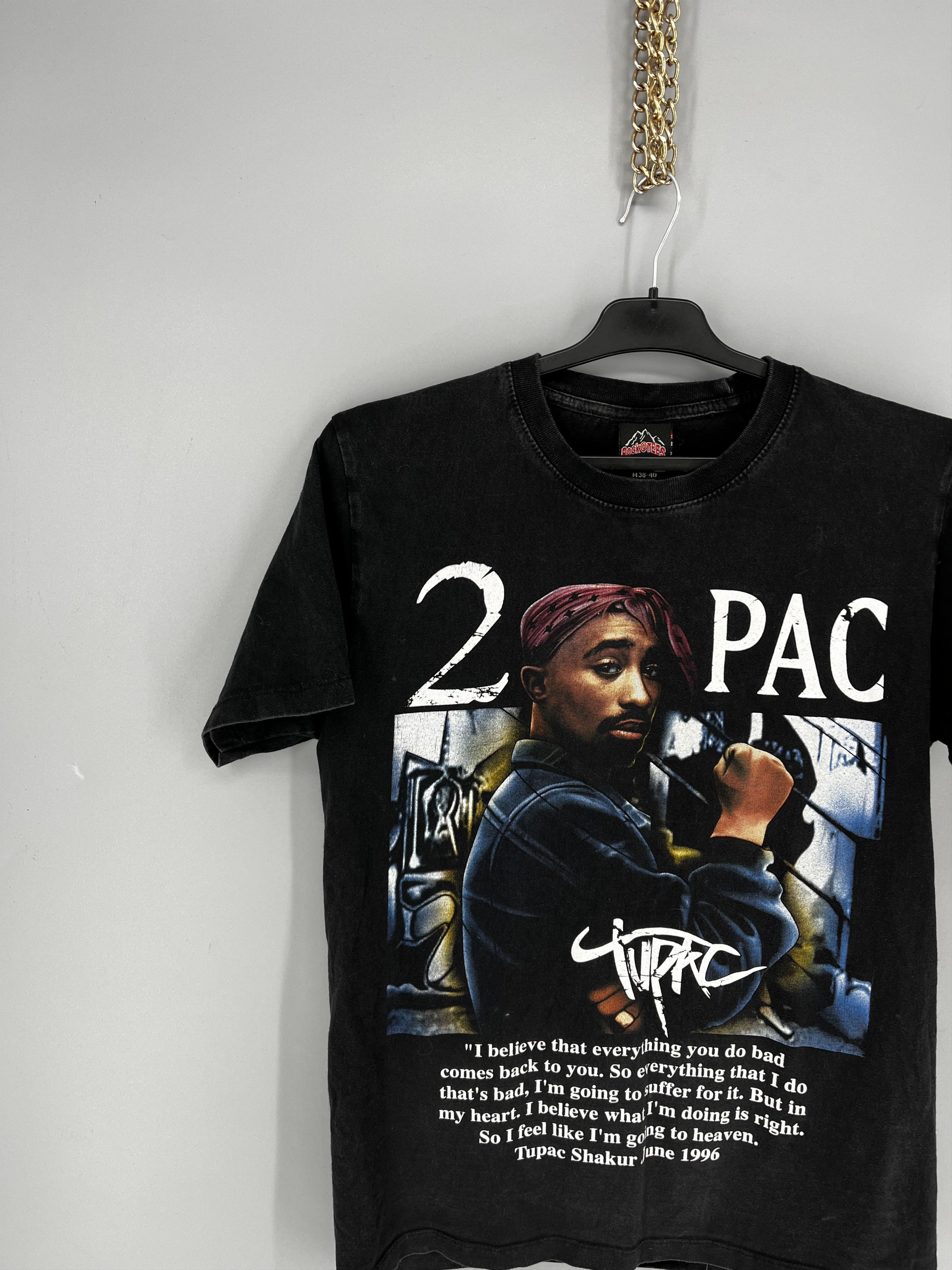 Band Tees Vintage 2Pac Tupac Shakur 1996 Men’s Black Double Sided Sz M Size US M / EU 48-50 / 2 - 4 Thumbnail