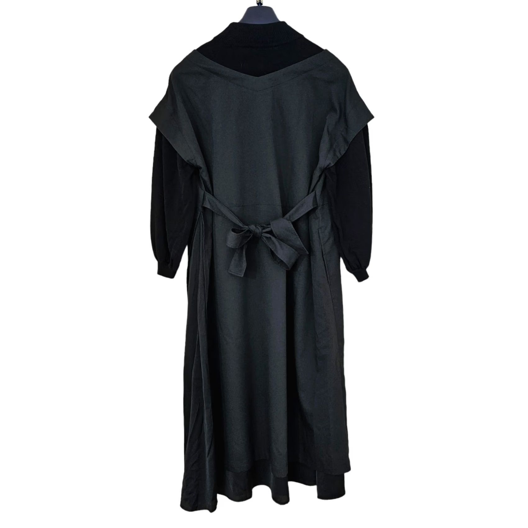 Vintage Frapbois Womens Dress Black Size S Knee Length Mock Neck Jumper Dress Size S / US 4 / IT 40 - 2 Thumbnail