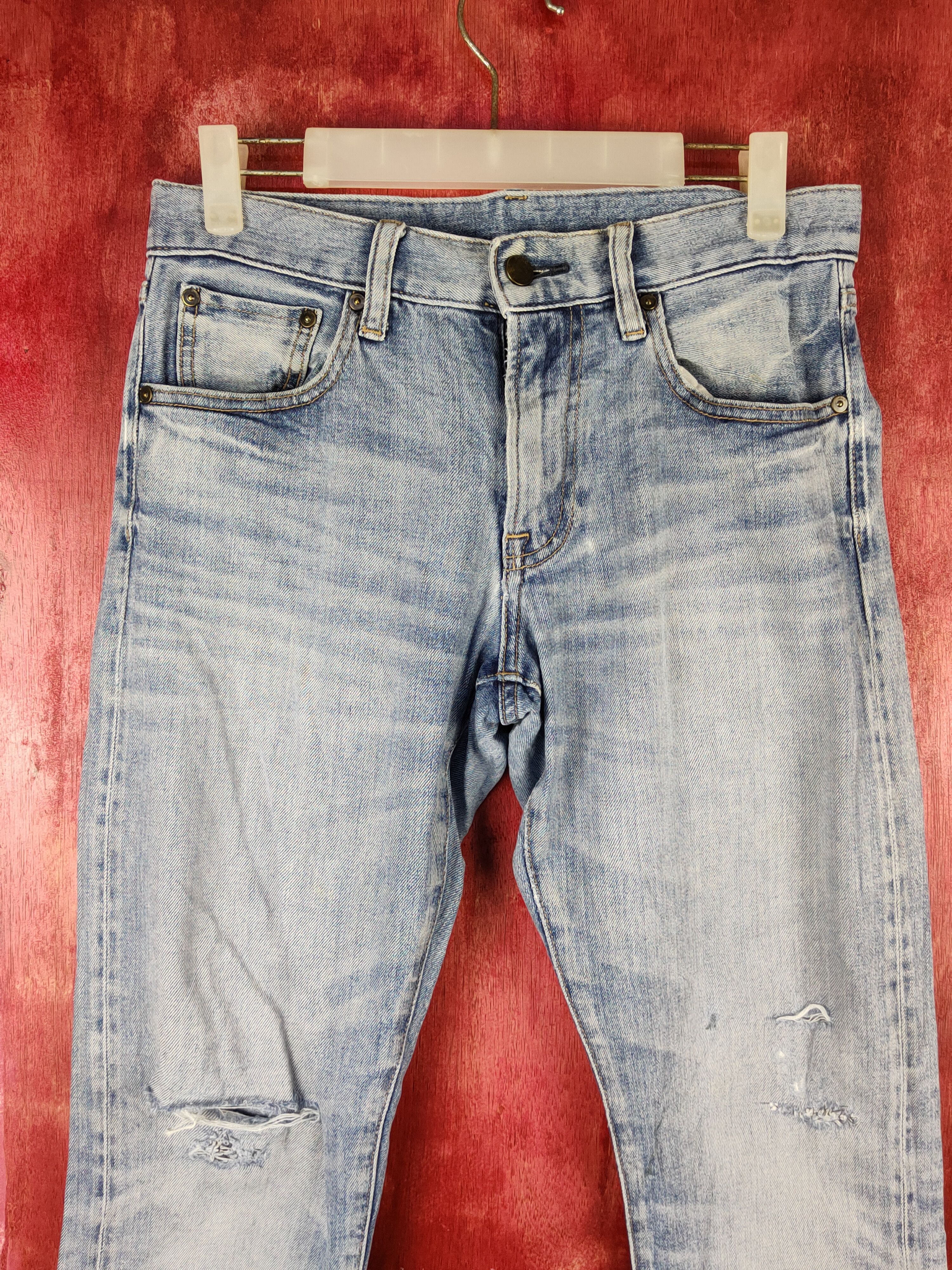 Japanese Brand Uniqlo Blue Distressed Multipocket Denim #S1589 Size US 29 - 2 Thumbnail
