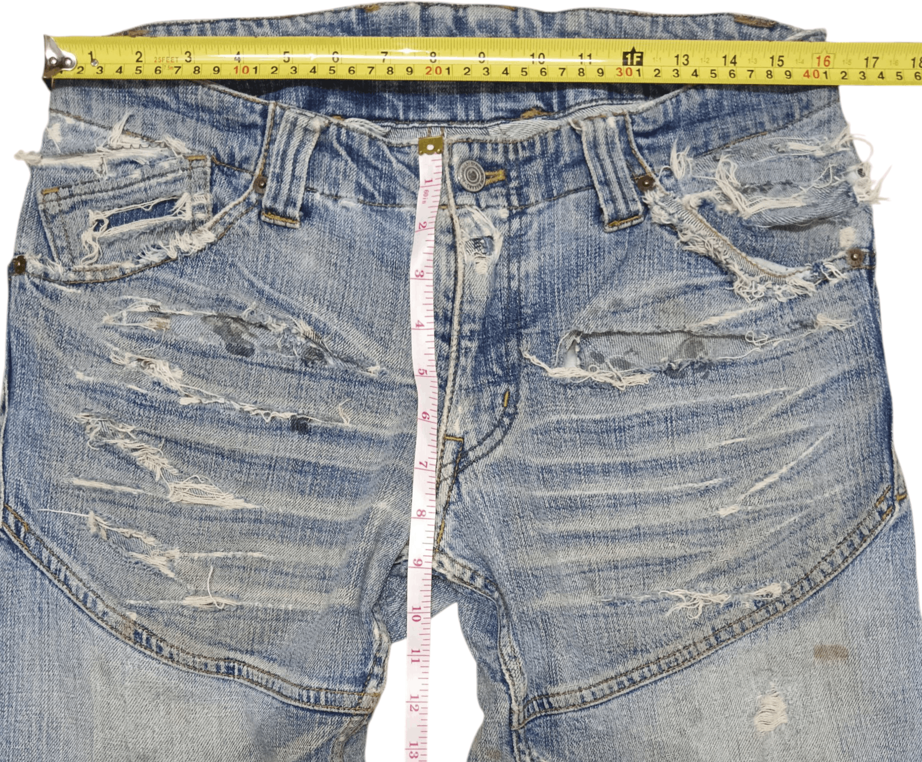 Hiroshi Fujiwara Hiromichi Nakano Distressed Panel Denim Size US 32 / EU 48 - 12 Thumbnail